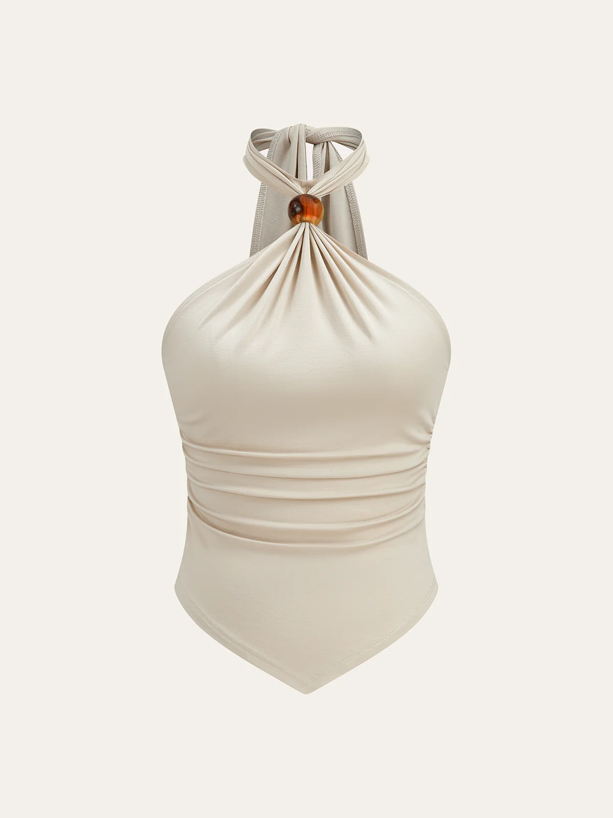 Halter Ruched Top with Bead Detail - Image 2