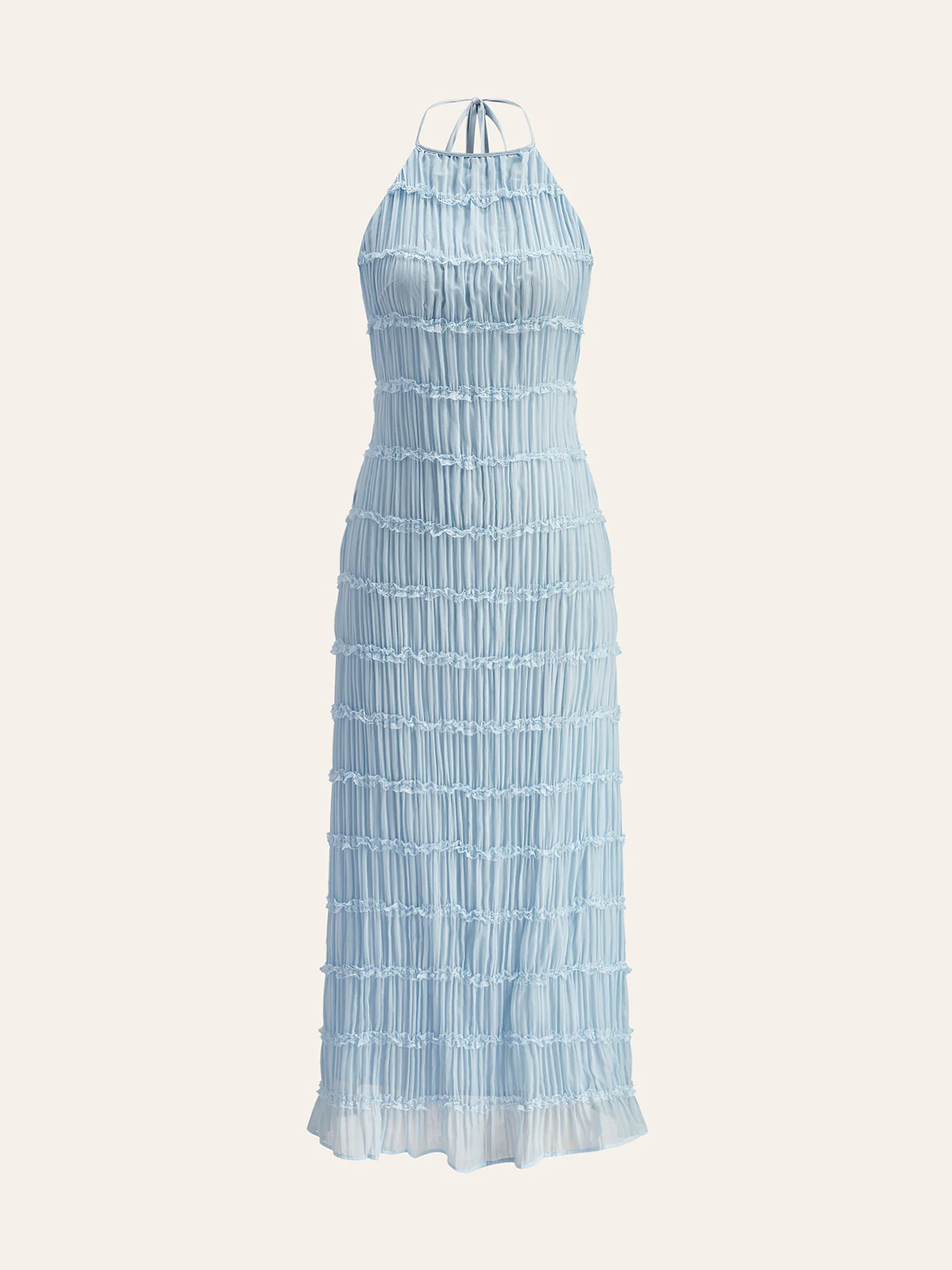 Halter Strappy Back Ruffled Dress - Image 9