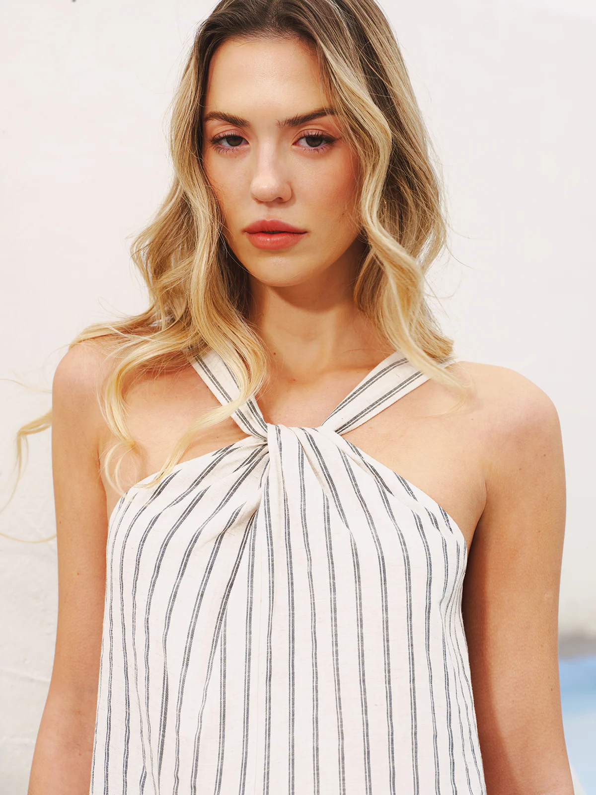 Halter Striped Cotton-Linen Maxi Dress - Image 3
