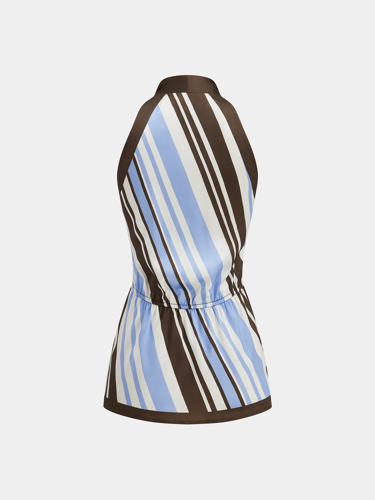Halter Striped Satin Tie-Waist Blouse - Image 9