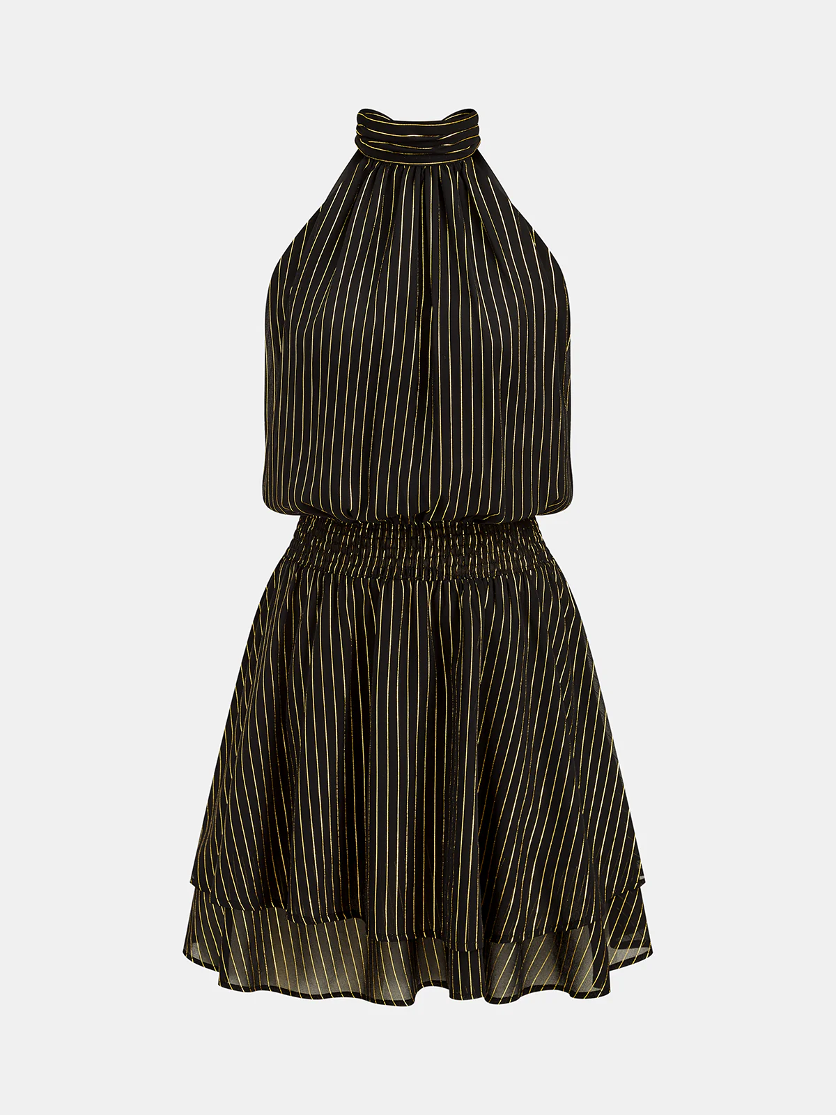 Halter Striped Smocked Layered Mini Dress - Image 2
