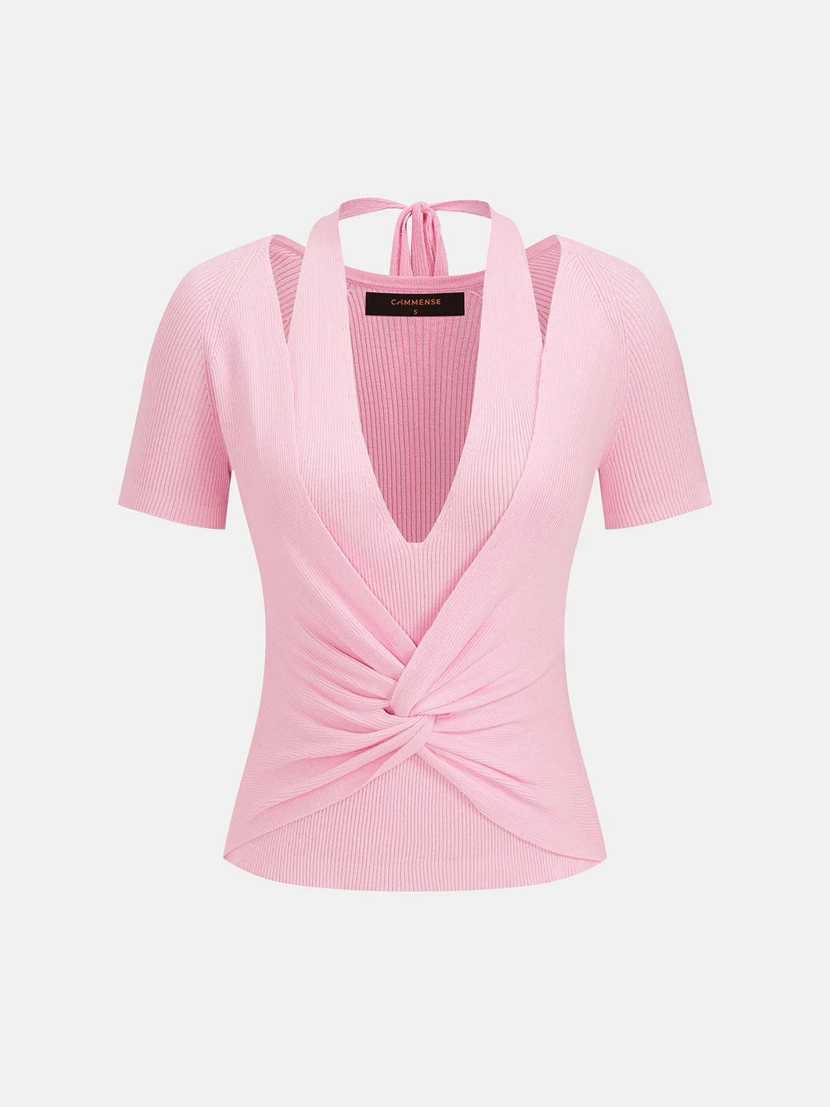 Halter Twist-Front Knit Top & Drawstring Pants Set - Image 2