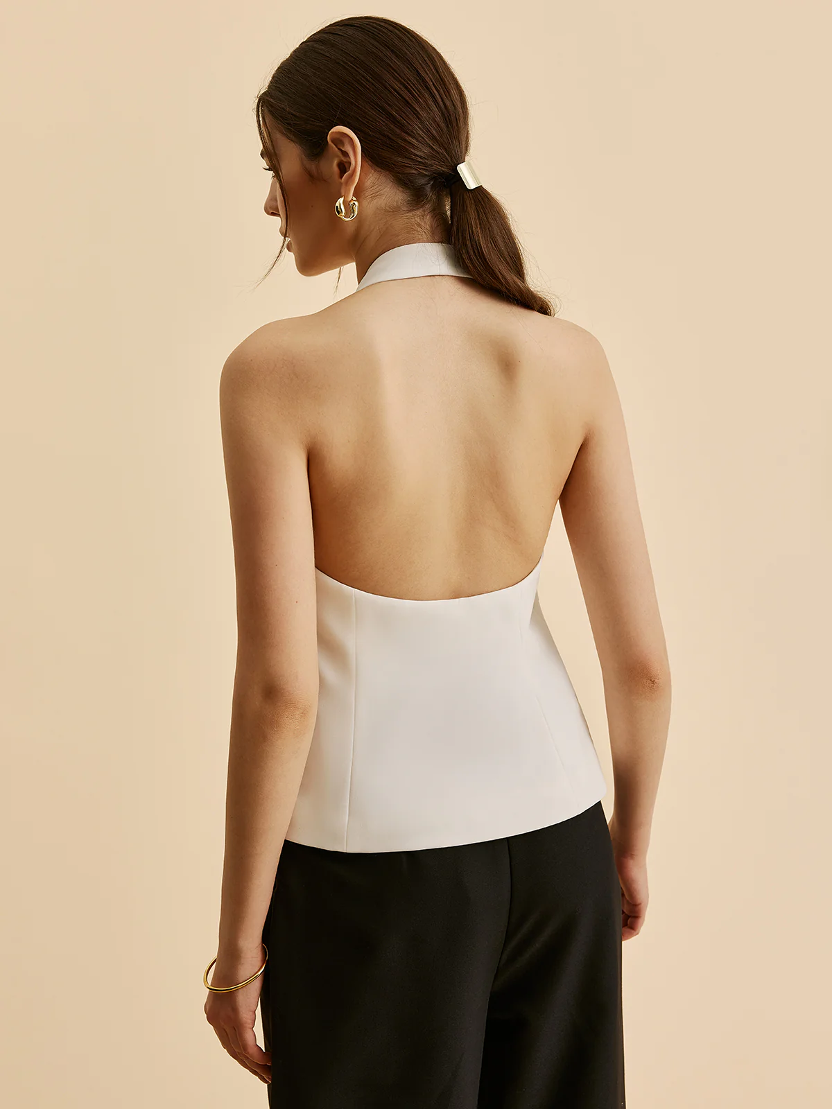 Halter Wrap Blazer Top With Pockets - Image 6