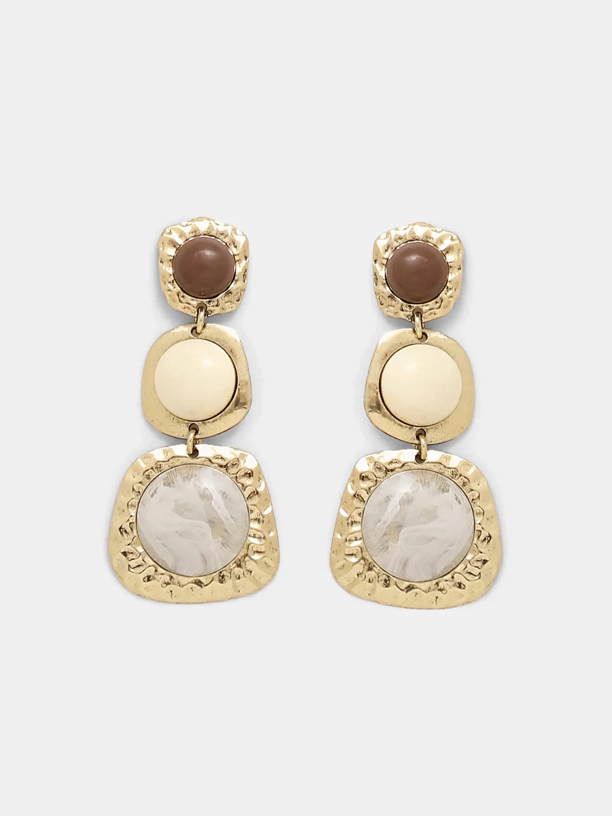 Hammered Tiered Marbled Drop Earrings