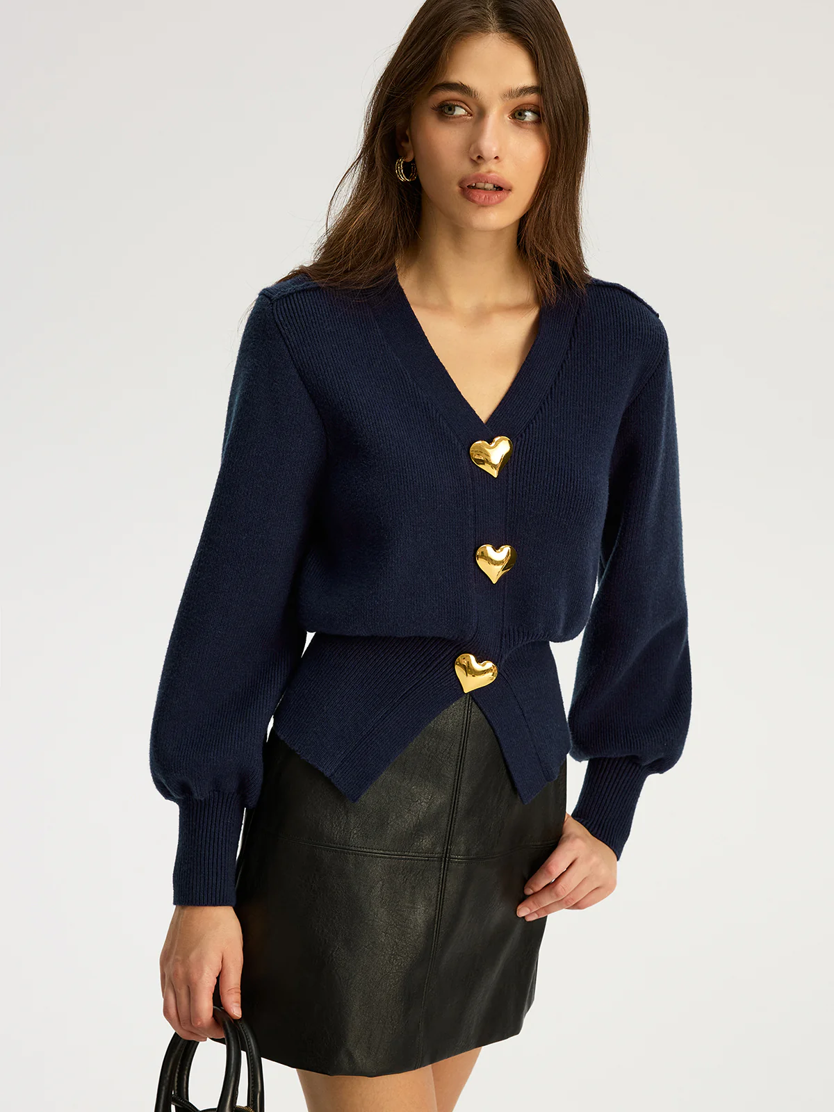 Heart Metal Detail V-Neck Sweater - Image 6