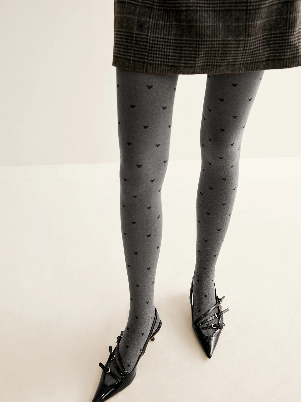 Heart Print Velvet Tights - Image 3