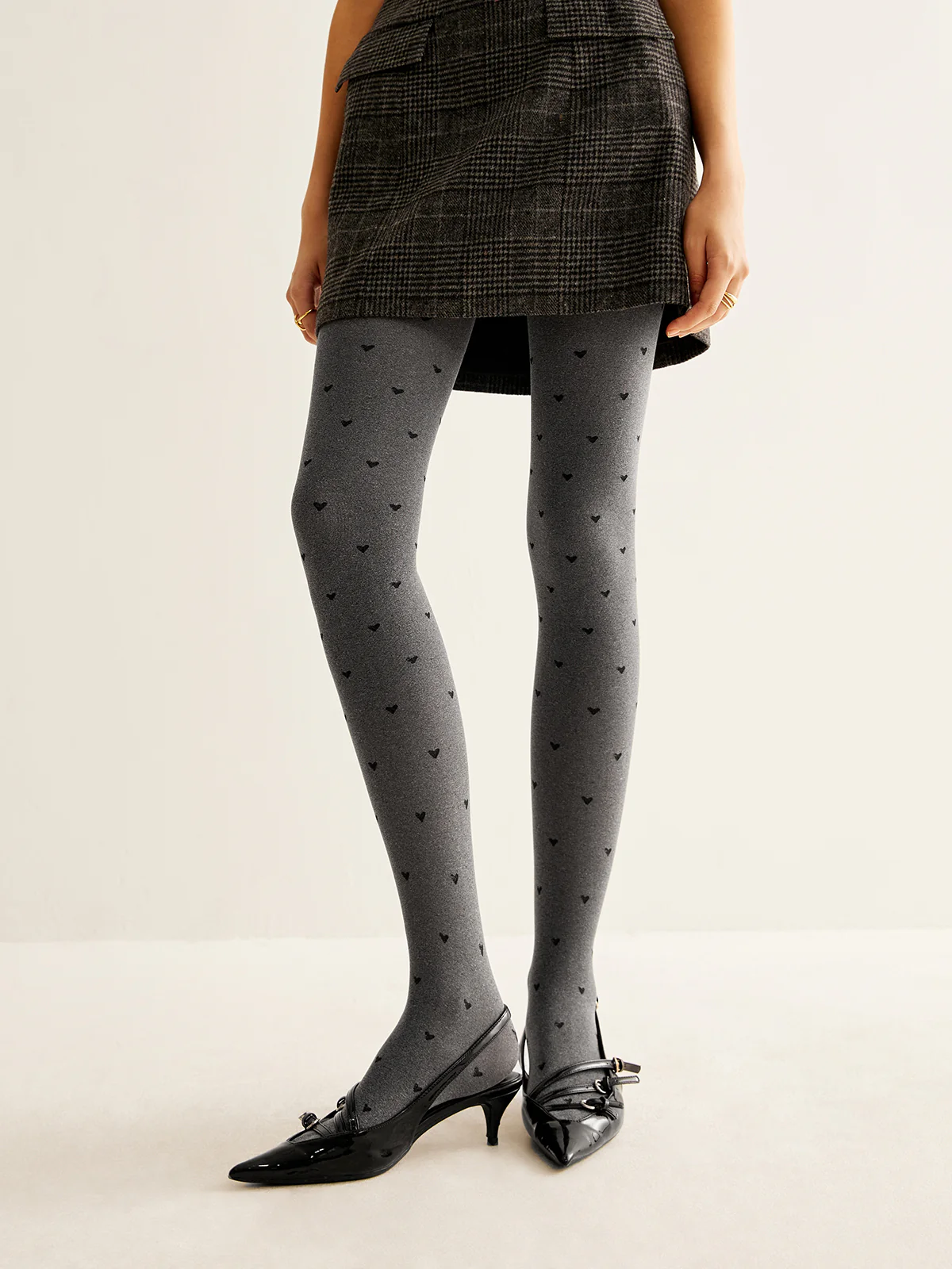 Heart Print Velvet Tights - Image 5