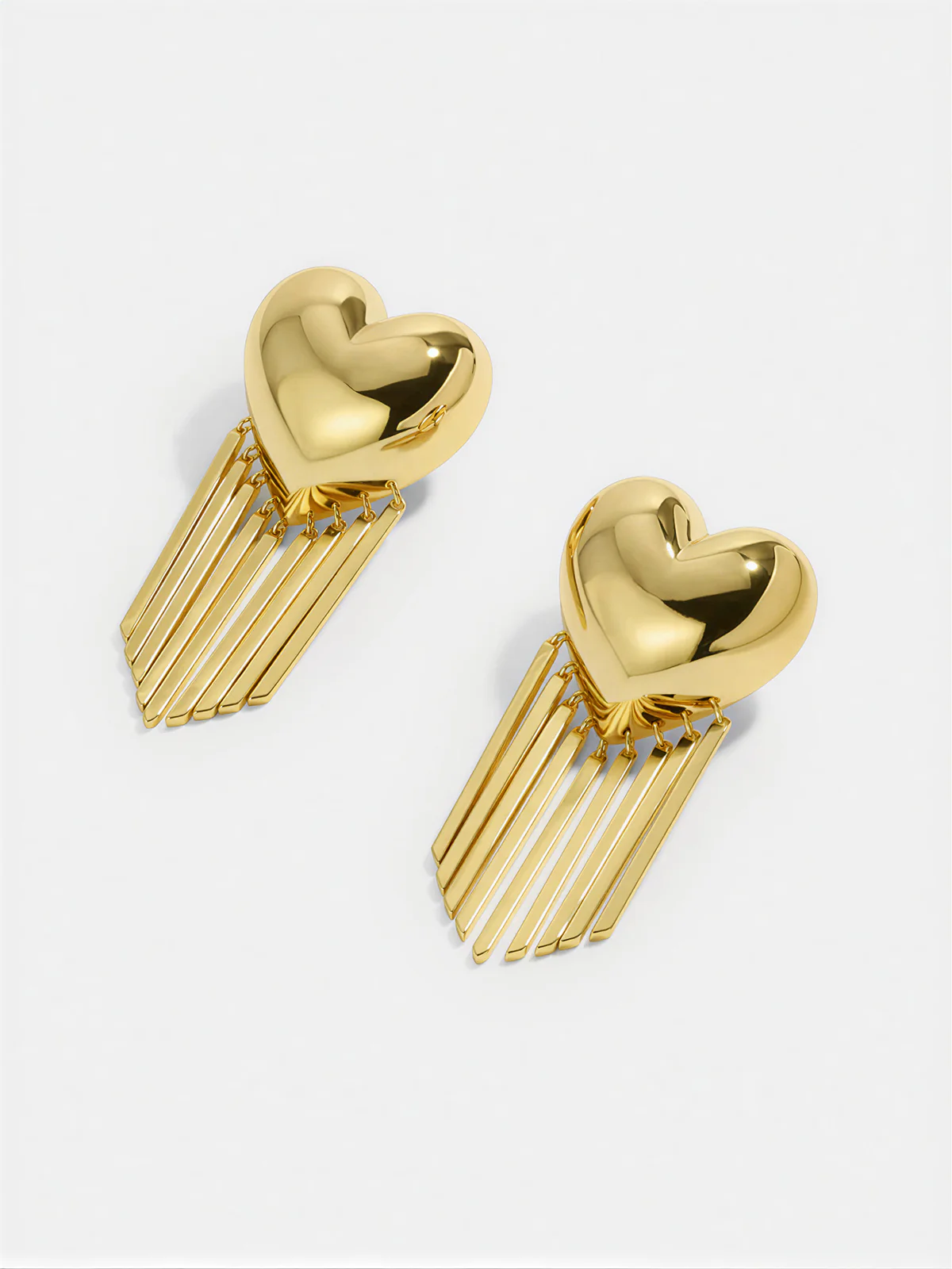 Heart-Shaped Tassel Drop Earrings - Image 2