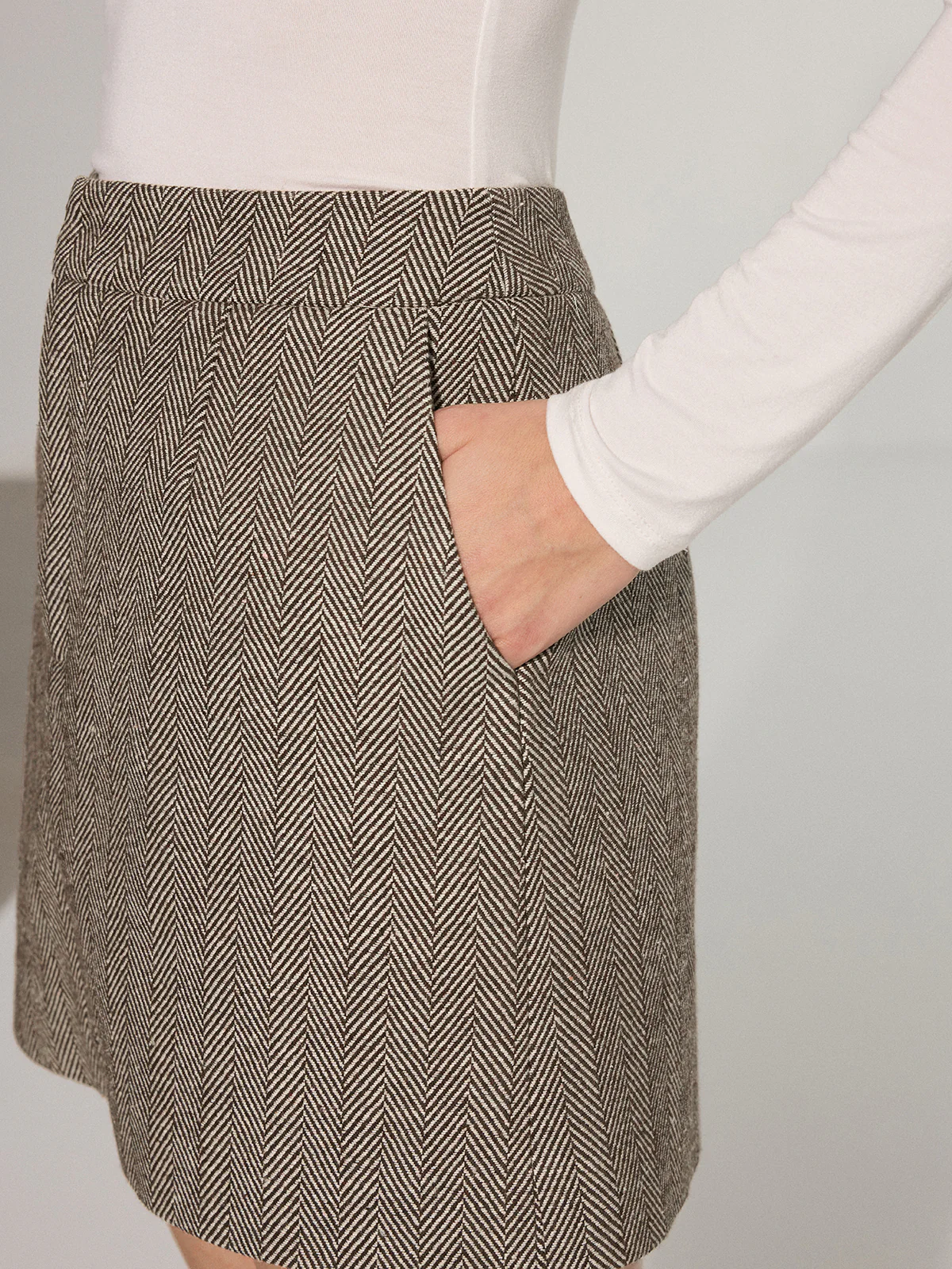 Herringbone Mini Skirt without Belt - Image 5
