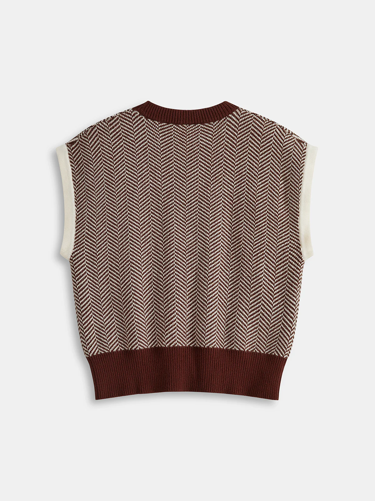 Herringbone Pattern Sleeveless Knit Vest - Image 2
