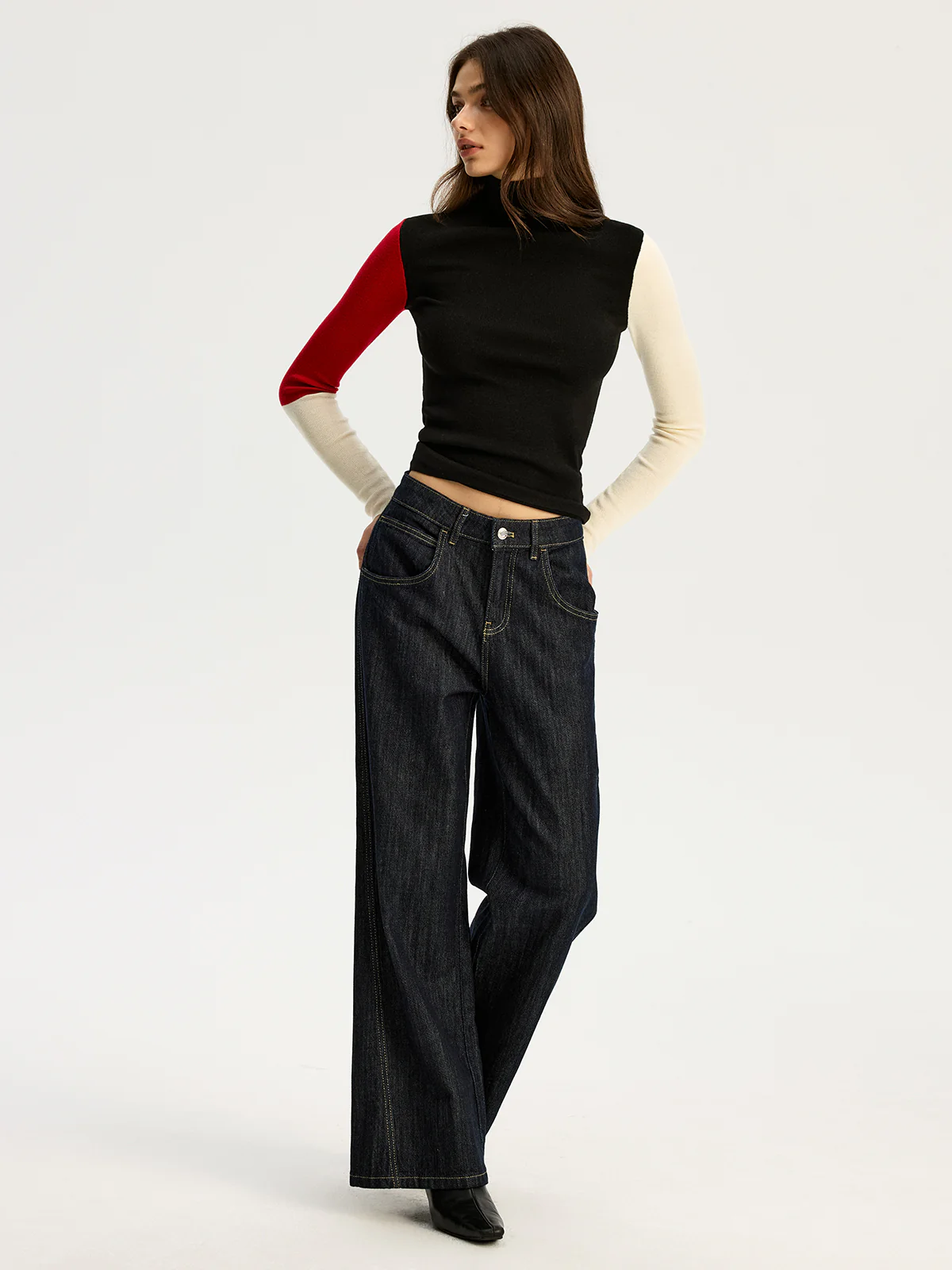 High Neck Color Block Sweater - Image 3