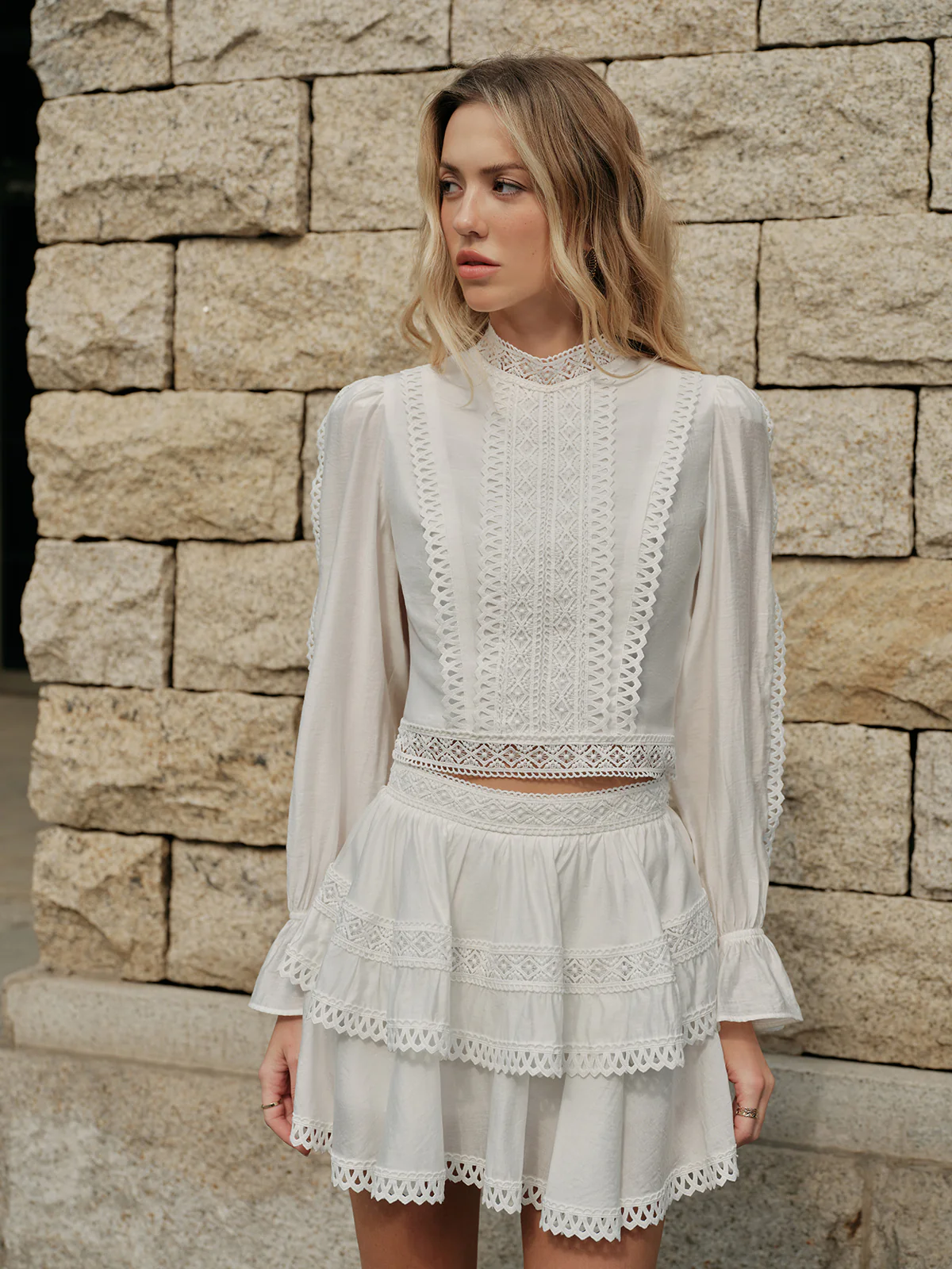 High-Neck Puff Sleeve Blouse - Image 2
