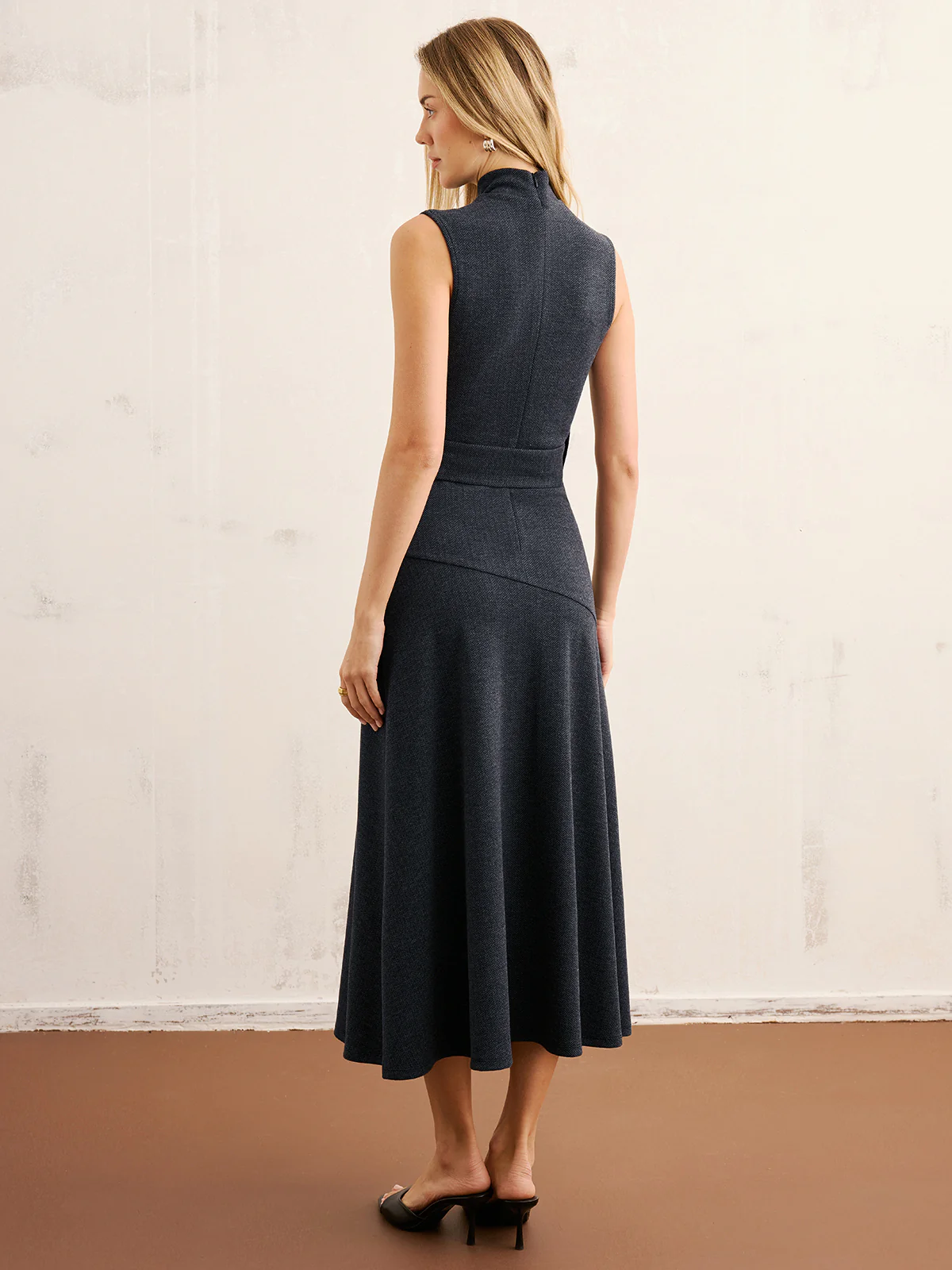 High Neck Sleeveless Belted Maxi Dress - Image 6
