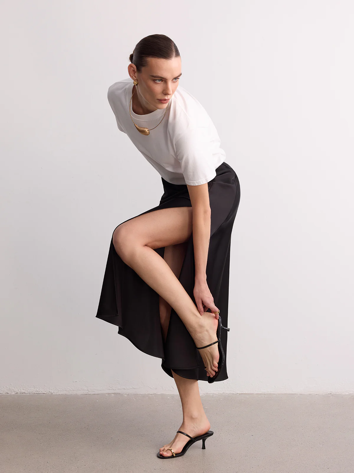 High Slit Satin Maxi Skirt - Image 2