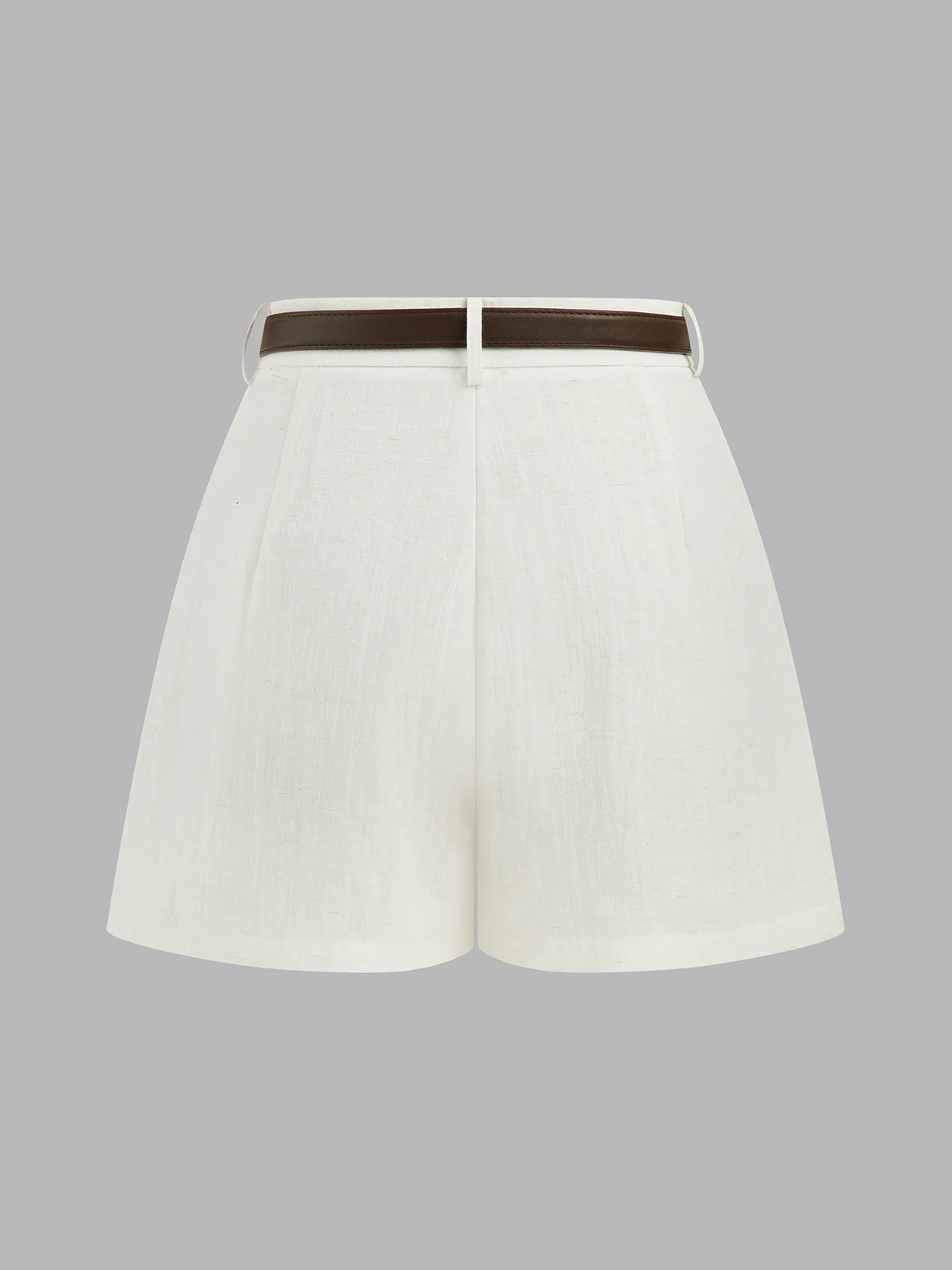 High Waist Belted Linen Blend Shorts - Image 2