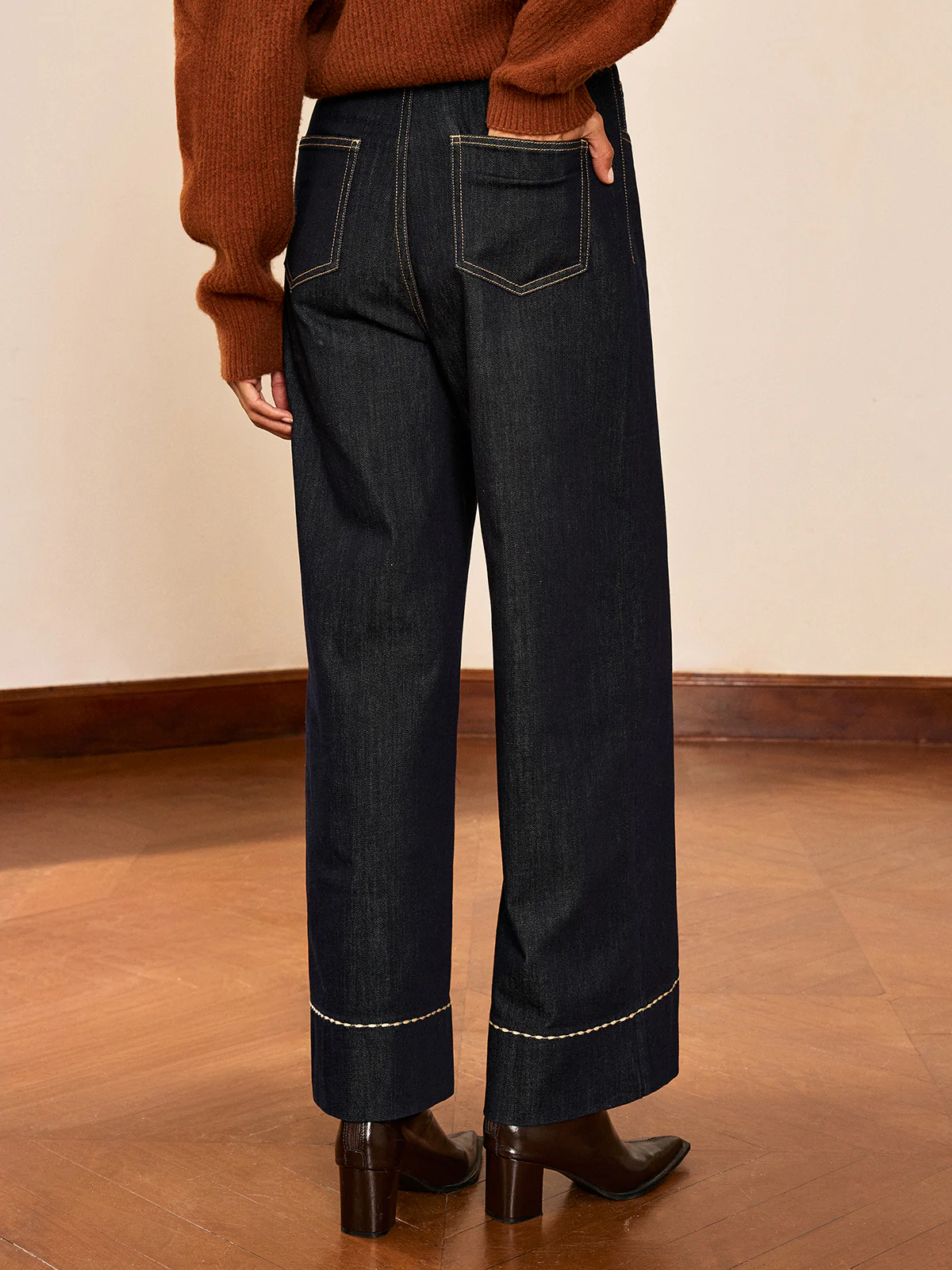 High-Waist Button Wide-Leg Denim Pants - Image 7