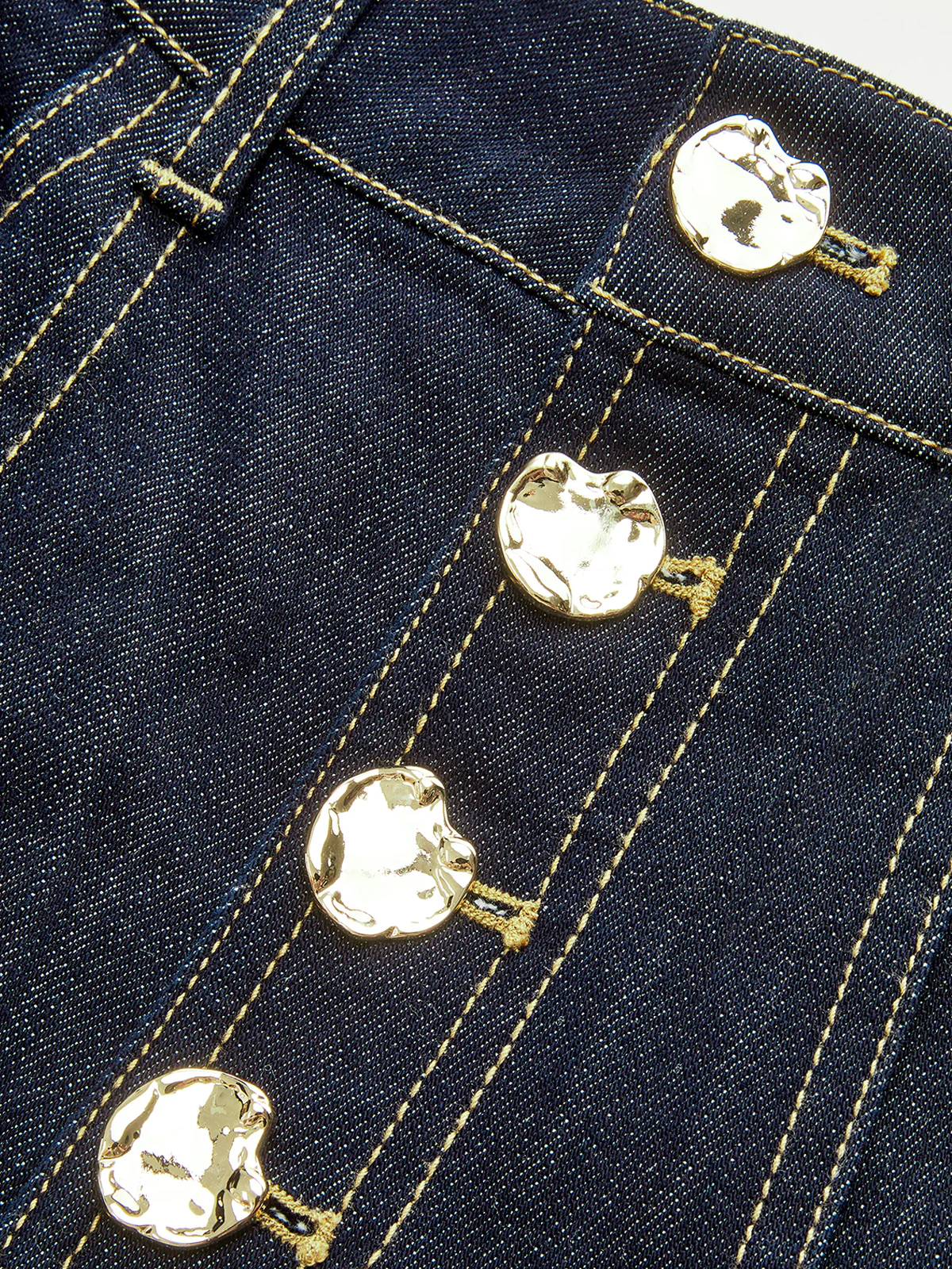 High-Waist Button Wide-Leg Denim Pants - Image 9