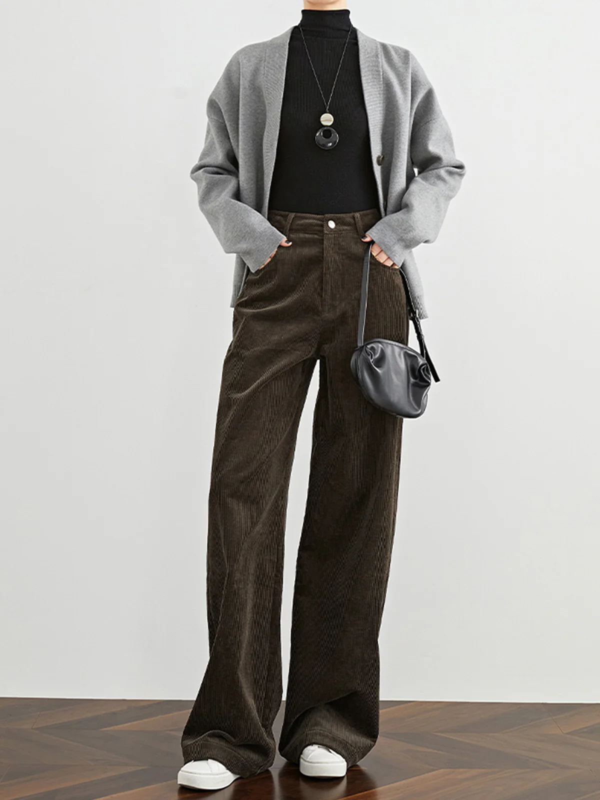 High-Waist Corduroy Draped Pants - Image 2