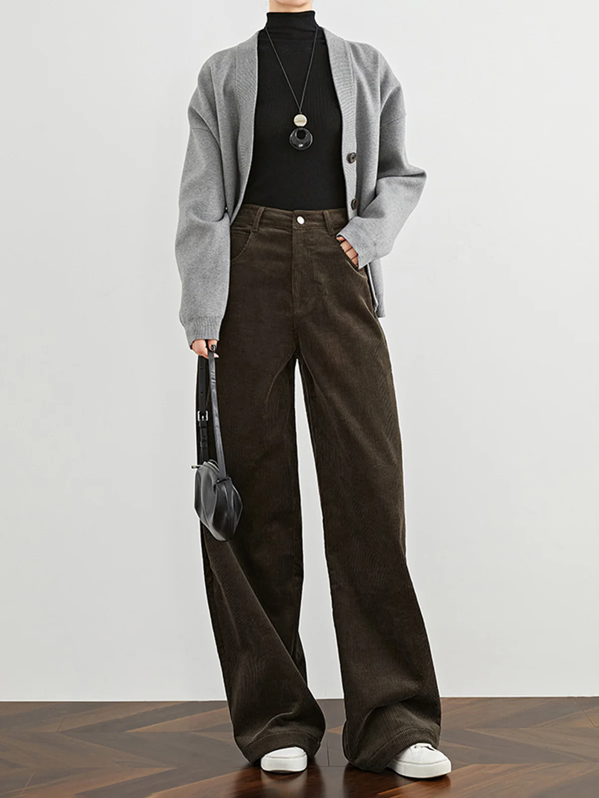 High-Waist Corduroy Draped Pants - Image 3