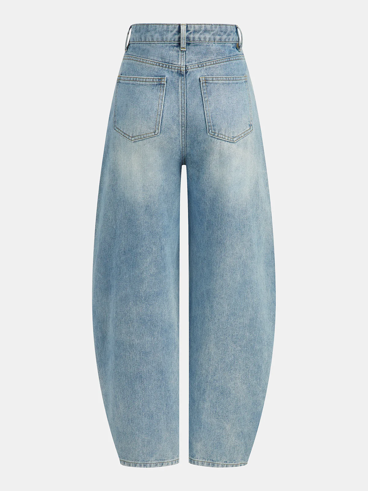 High-Waist Denim Asymmetric Curved-Leg Jeans - Image 2