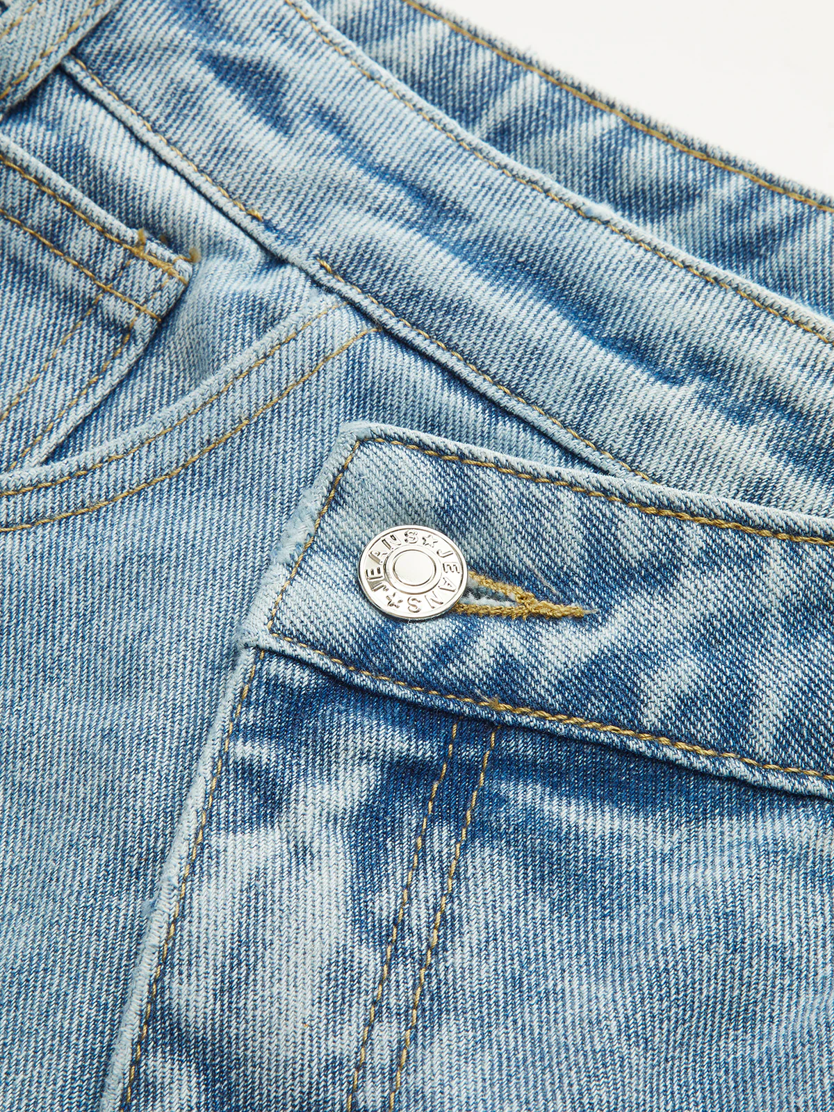 High-Waist Denim Asymmetric Curved-Leg Jeans - Image 3