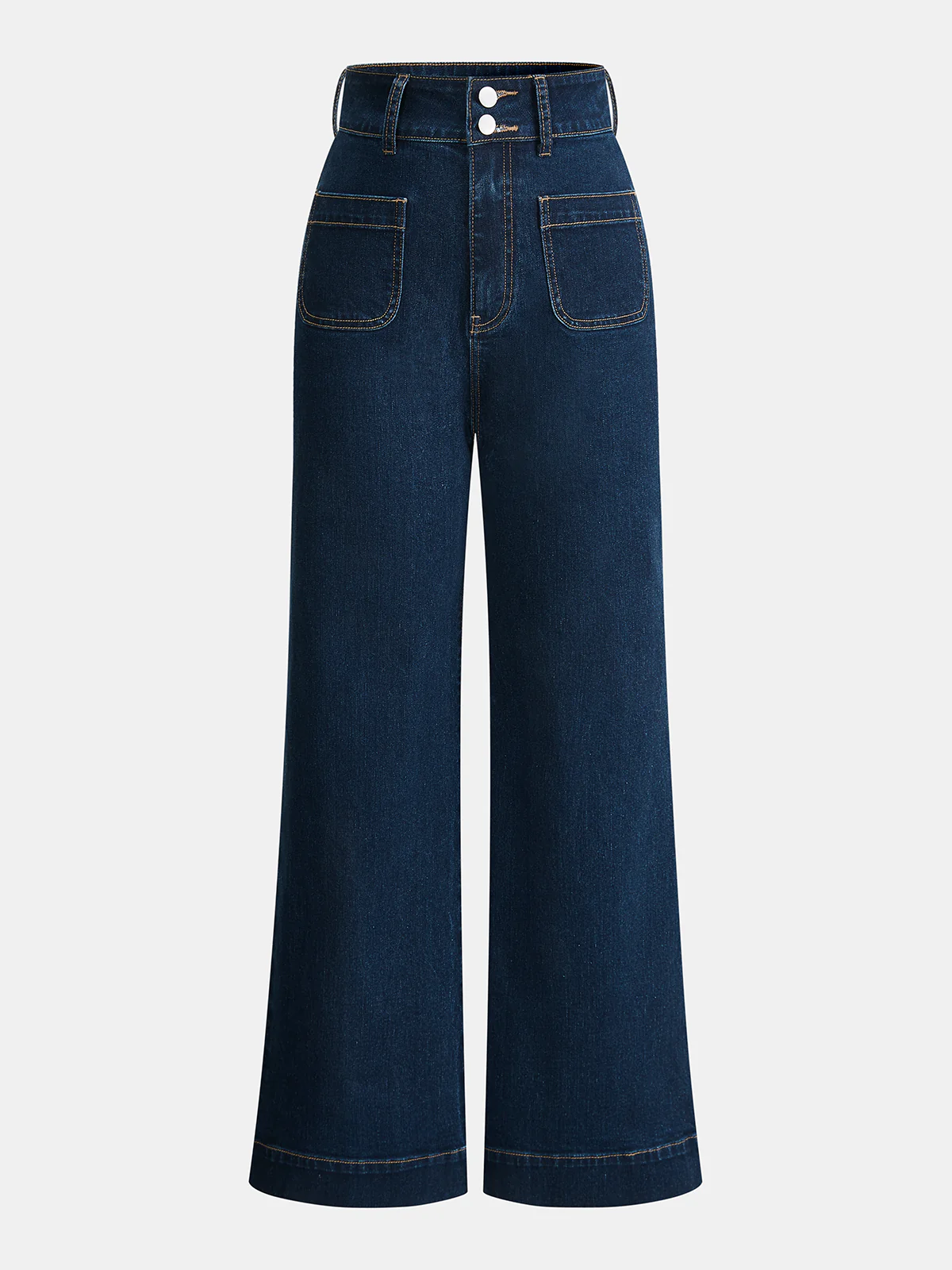 High-Waist Denim Straight-Leg Jeans