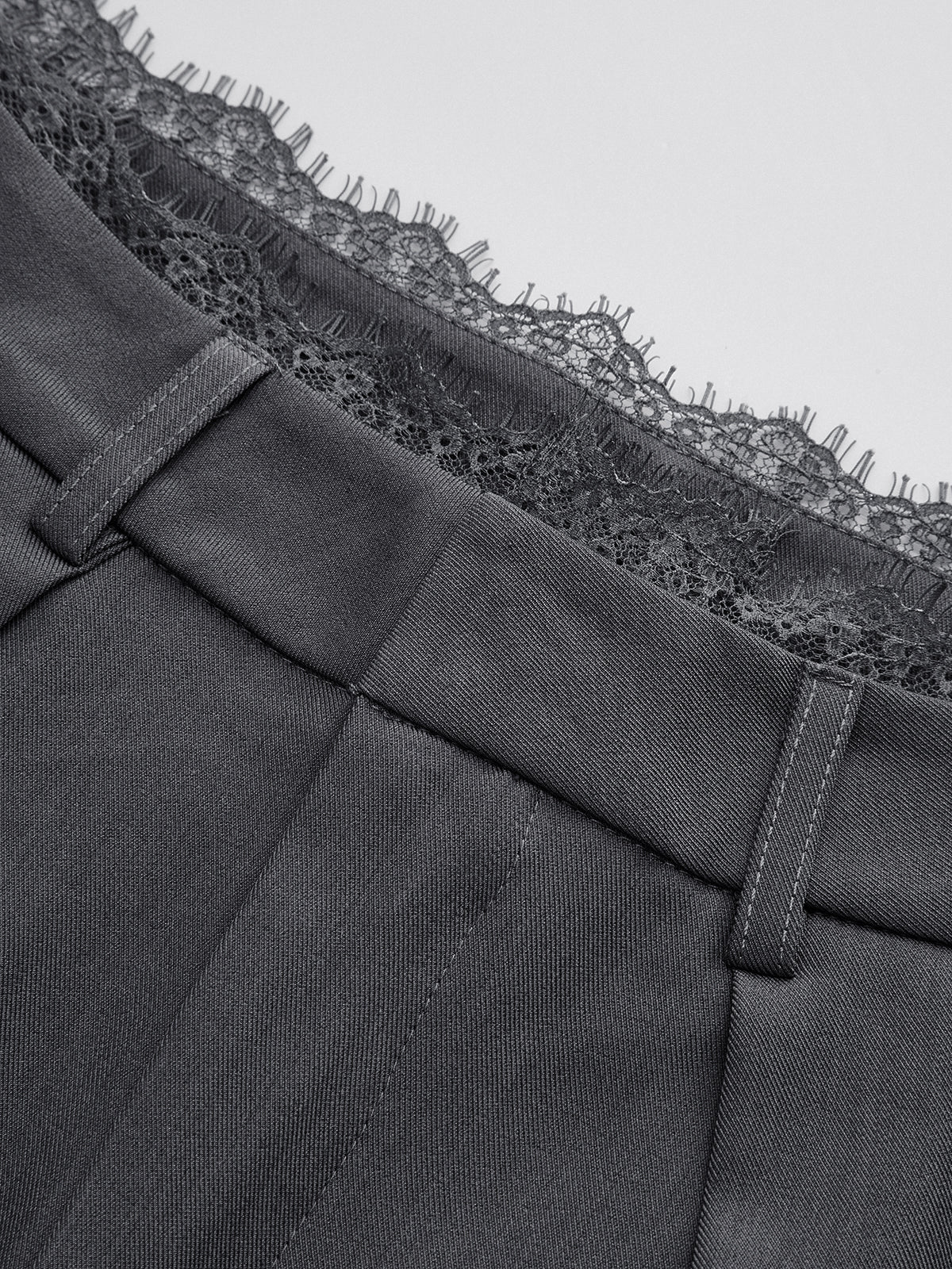 High-Waist Lace Trim Wide-Leg Pants - Image 3