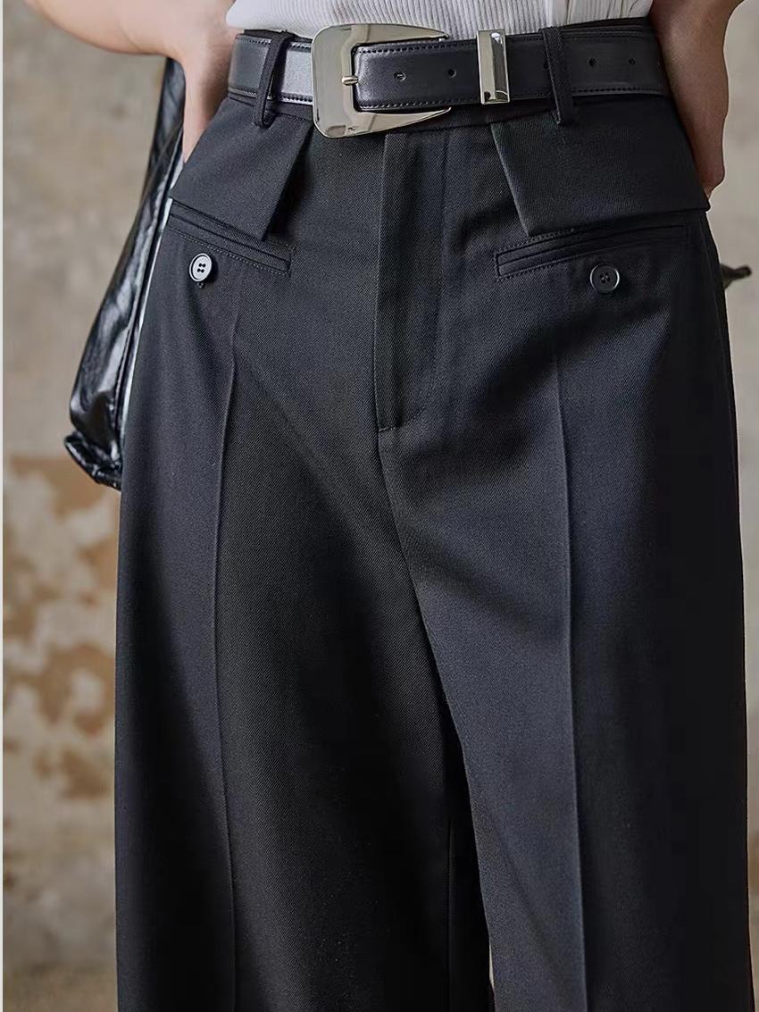High-Waist Piping Bell Pants Without Belt - Image 4