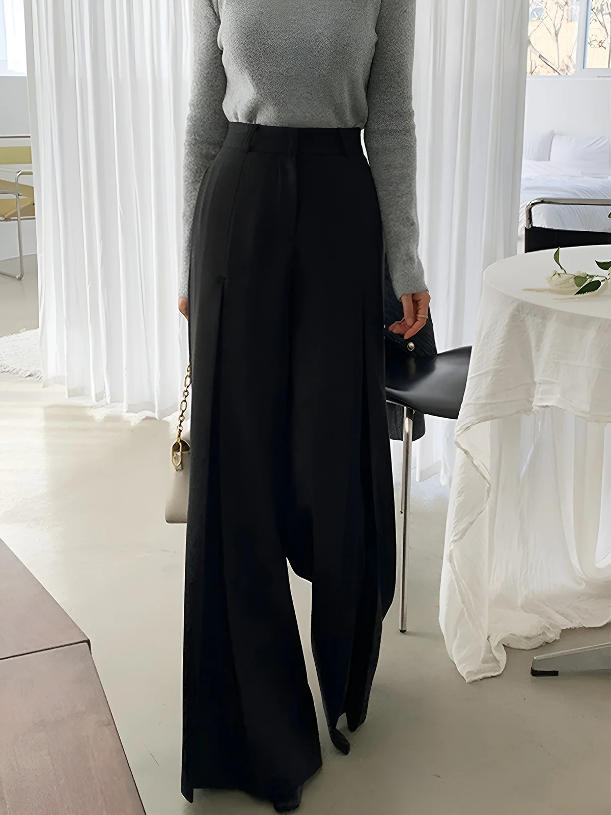 High-Waist Pleated Wide-Leg Pants - Image 2