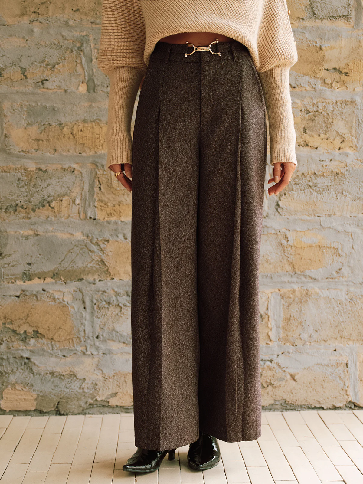 High-Waist Pleated Wide-Leg Pants - Image 2
