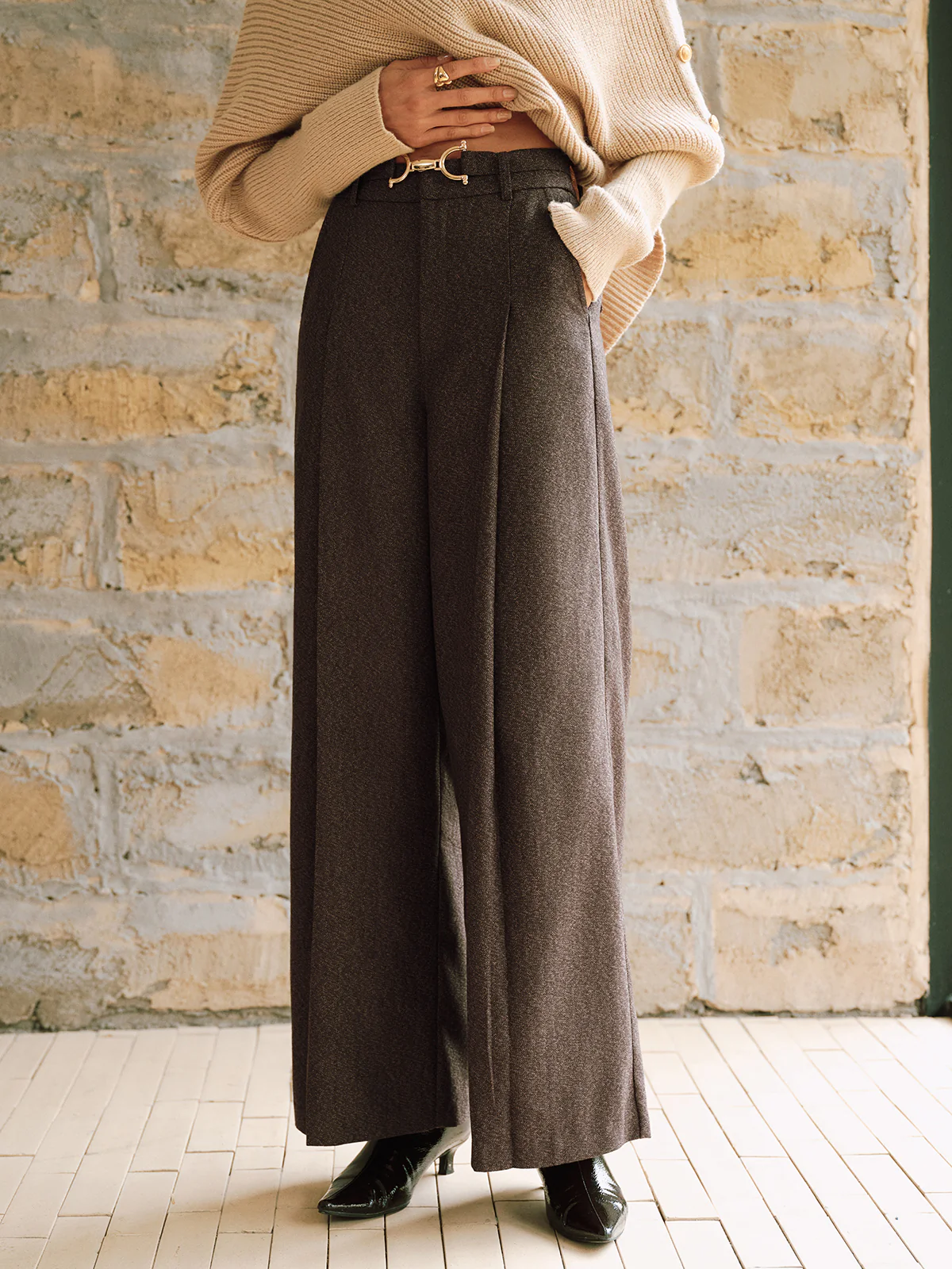 High-Waist Pleated Wide-Leg Pants - Image 3