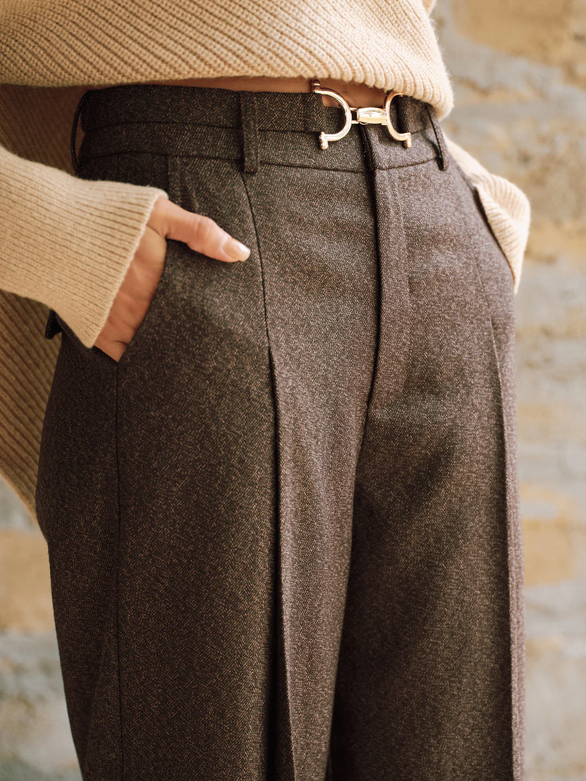 High-Waist Pleated Wide-Leg Pants - Image 4