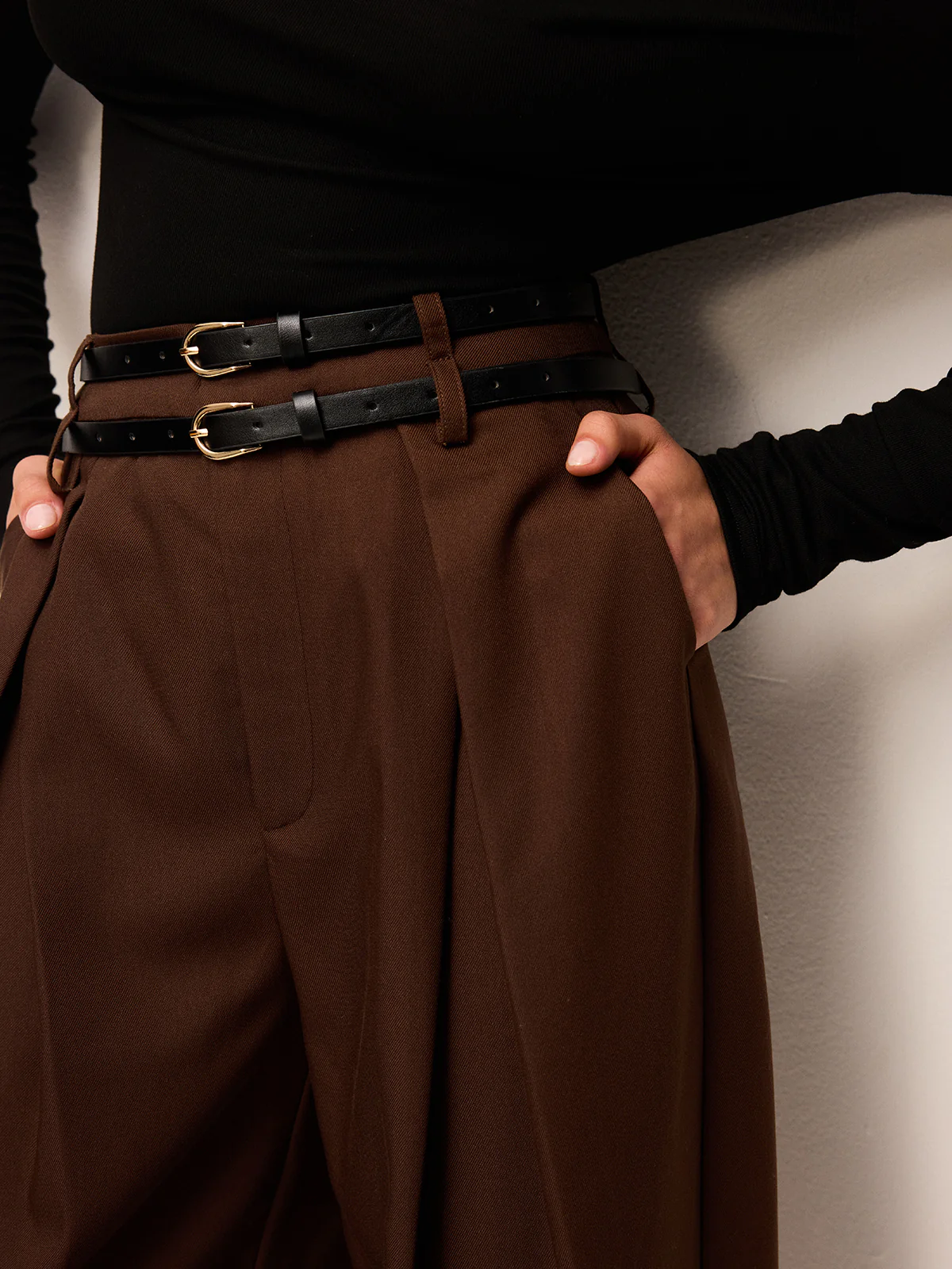 High-Waist Wide-Leg Pants With Double Belts - Image 5