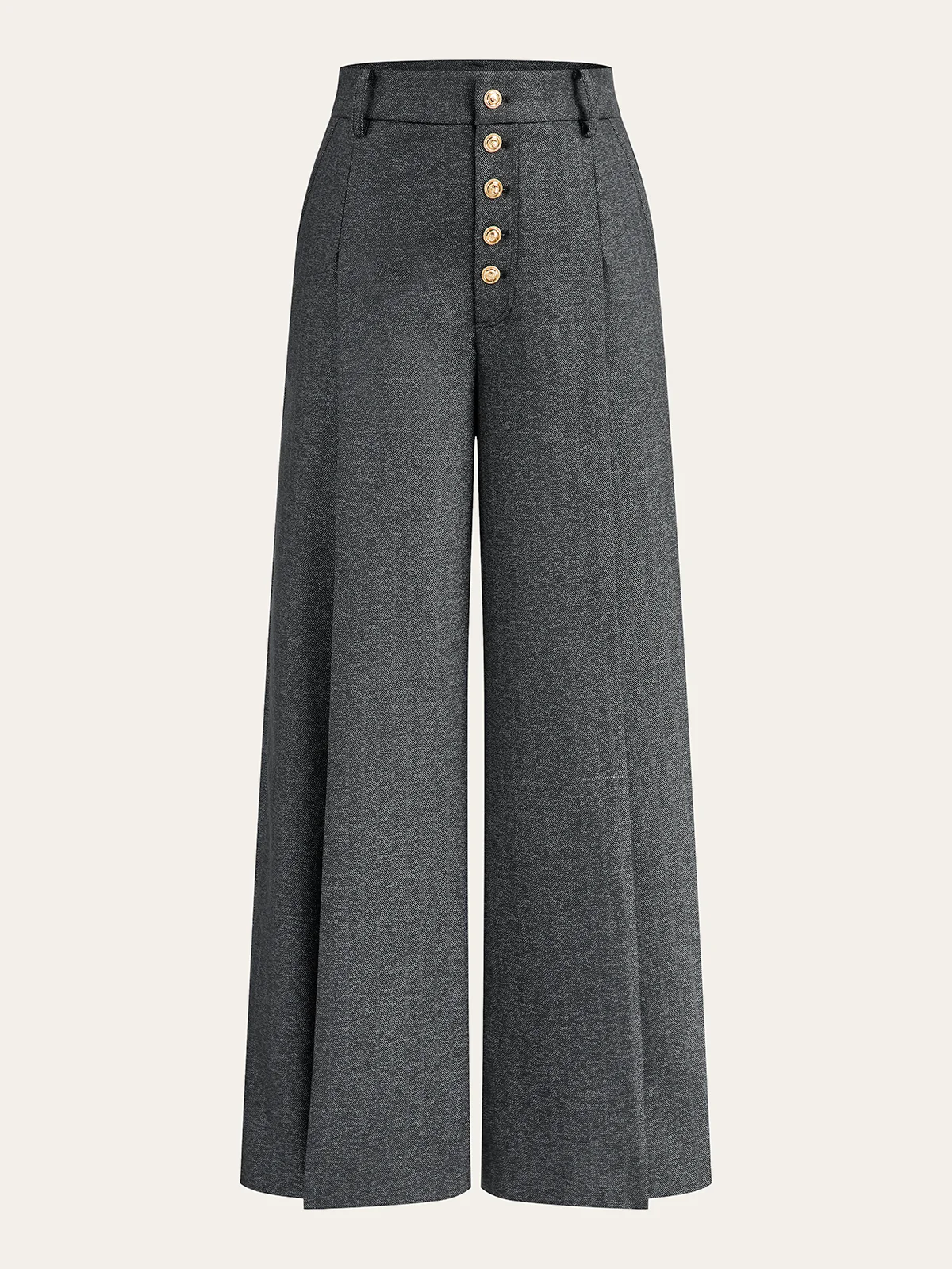 High-Waisted Button-Front Wide-Leg Pants - Image 5