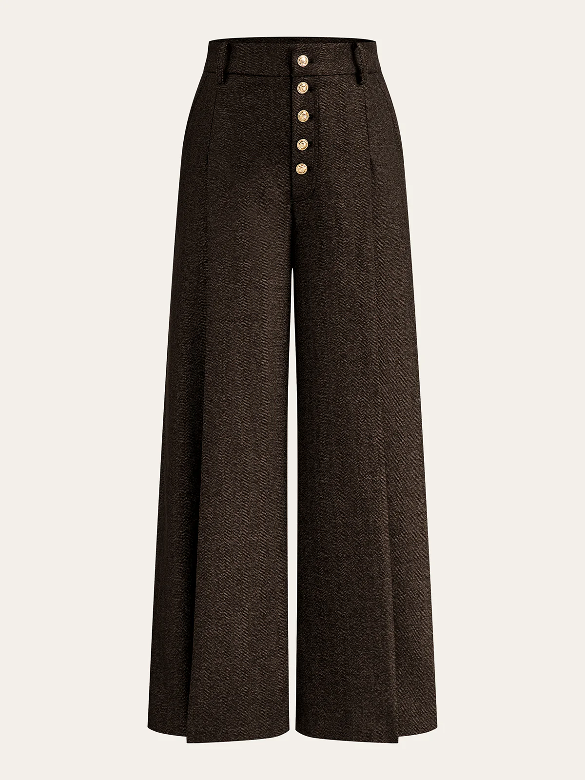 High-Waisted Button-Front Wide-Leg Pants - Image 6