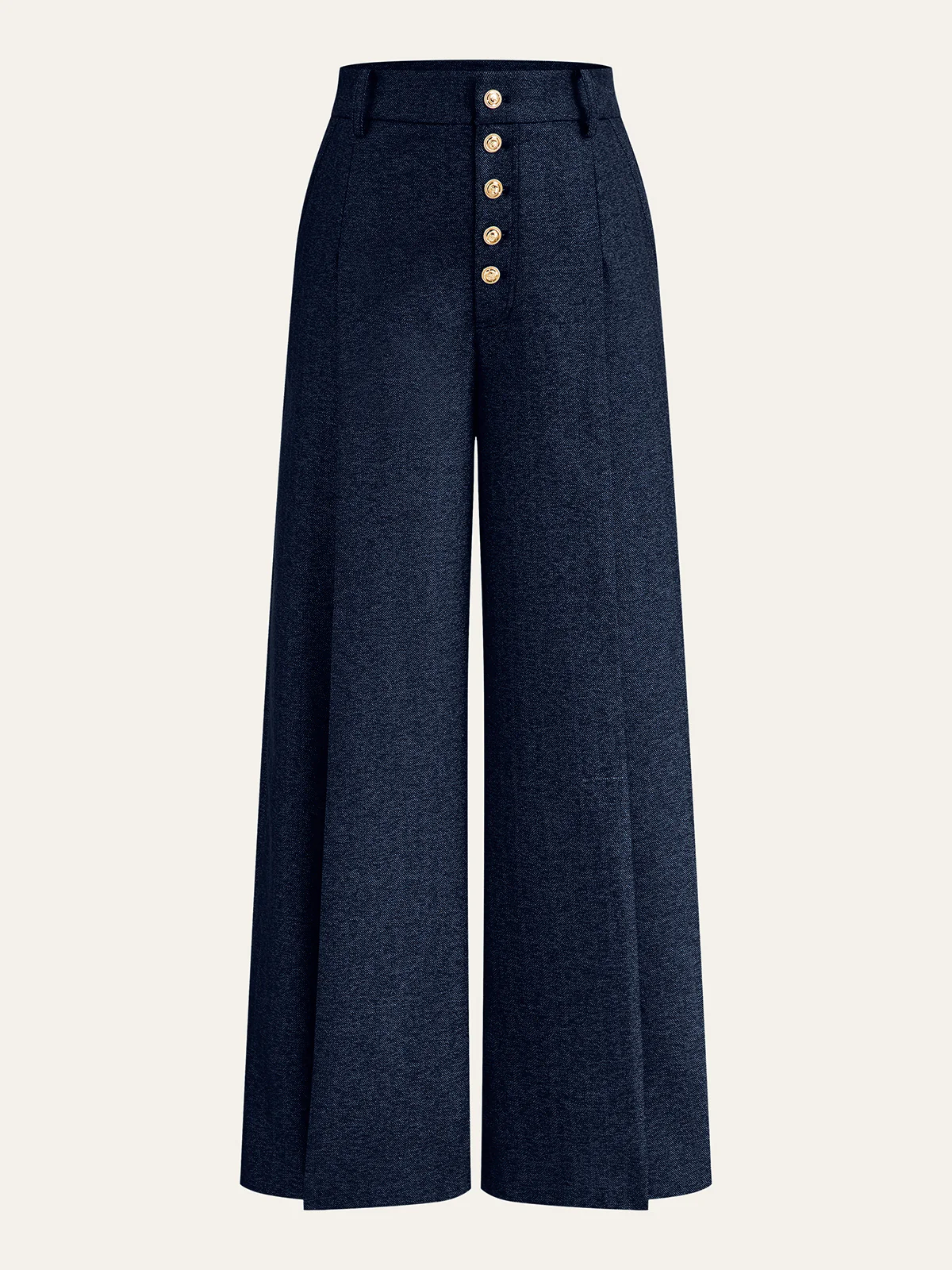 High-Waisted Button-Front Wide-Leg Pants - Image 9