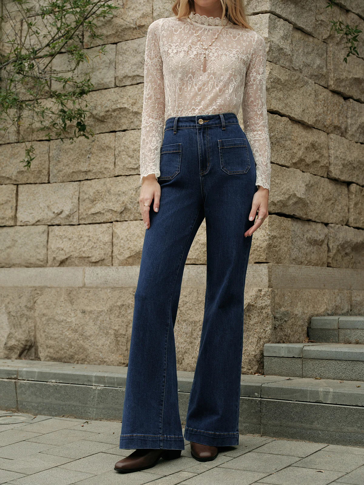 High-Waisted Flared Jeans - Image 2