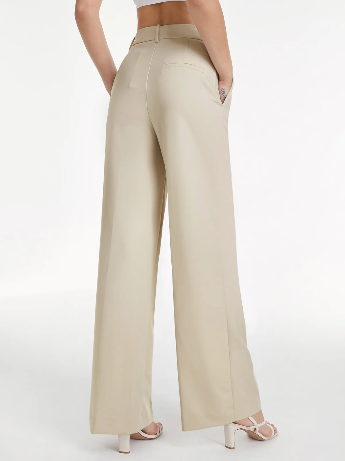 High Waisted Relaxed Fit Wide Leg Dress Pants - Image 4