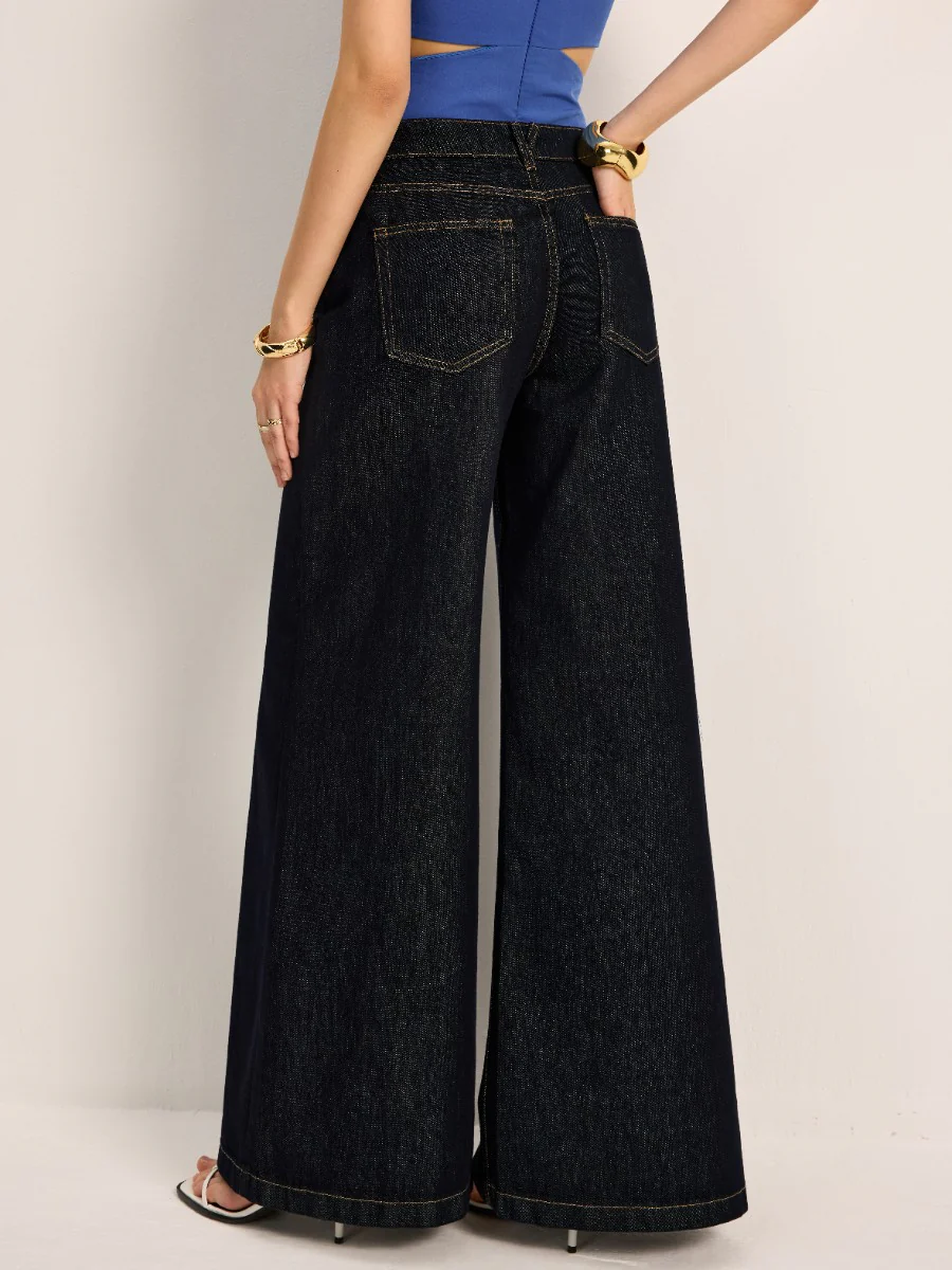 High-Waisted Wide-Leg Denim Pants - Image 6