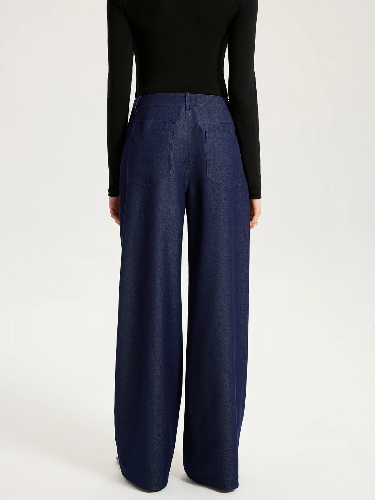 High-Waisted Wide-Leg Faux Denim Pants - Image 6