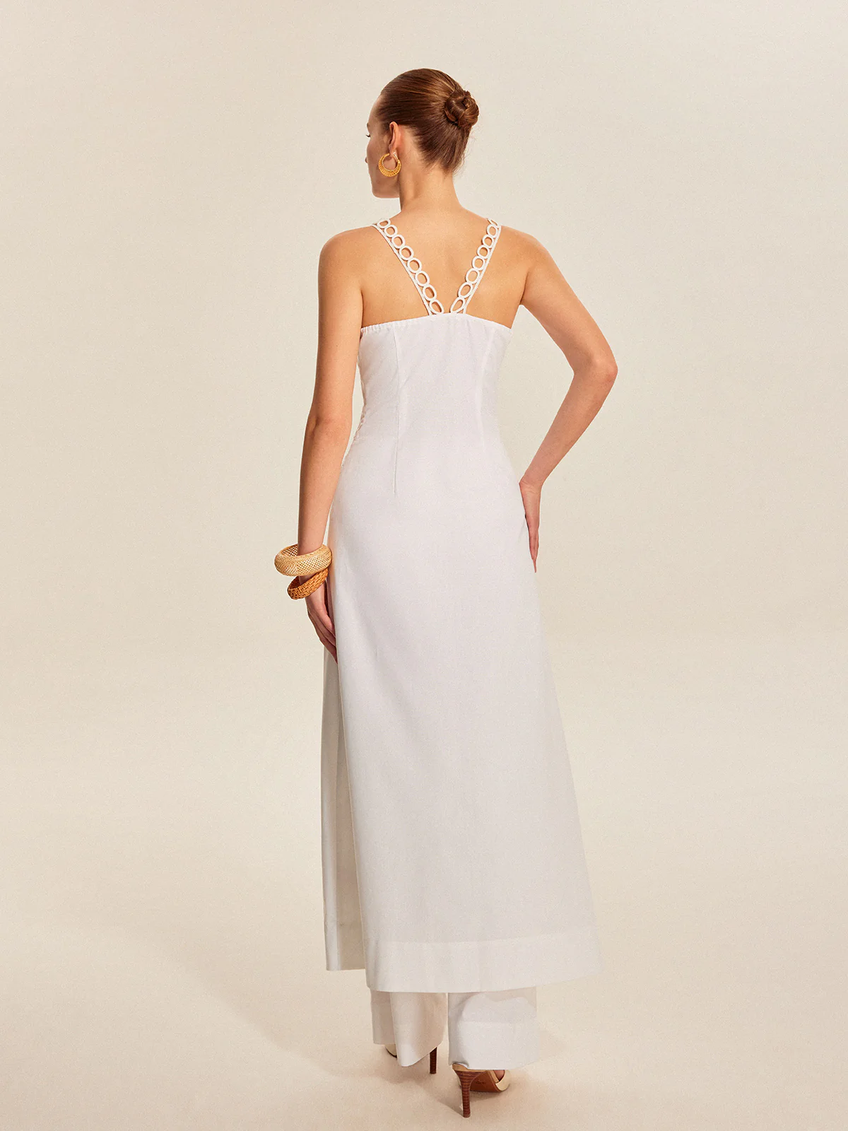Hollow-Out Lace-Up V-Neck Top - Image 6