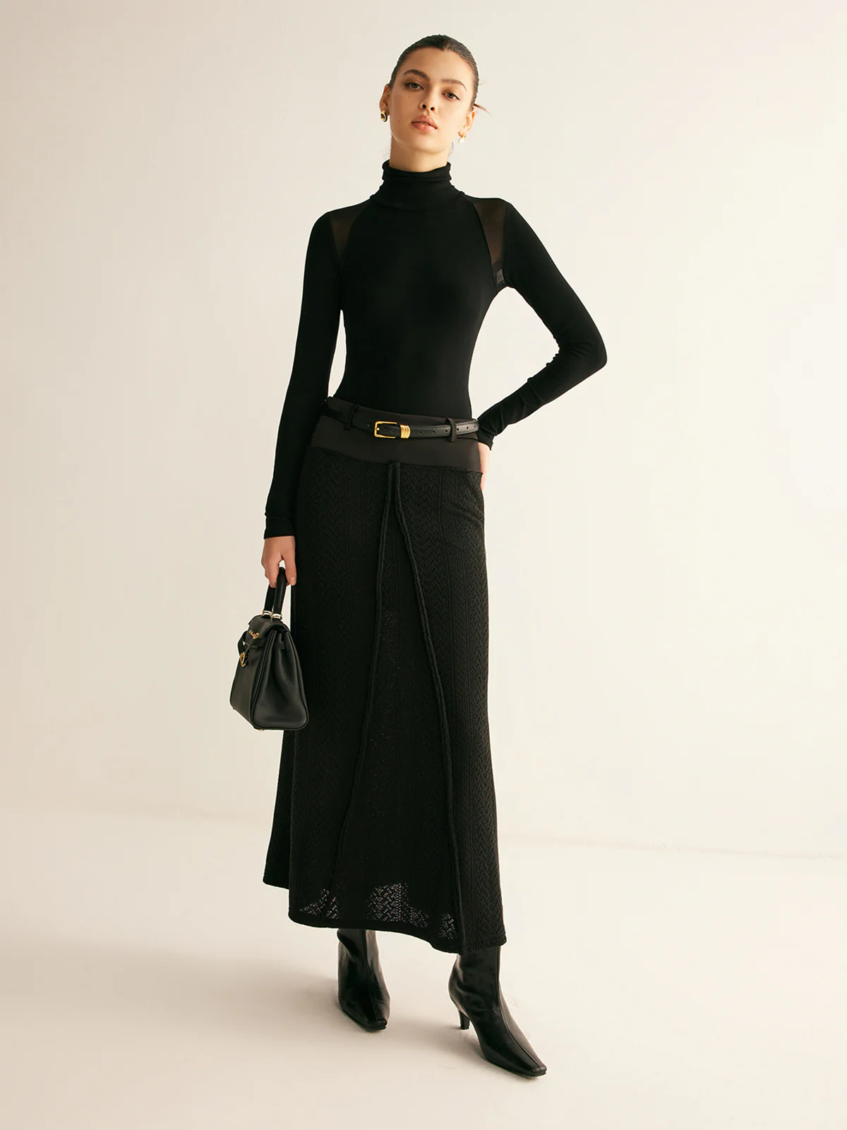 Hollow Piping Sweater Skirt Without Belt - Image 6