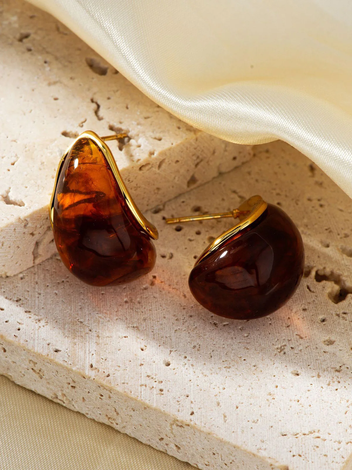Honey Drop Stud Earrings - Image 2