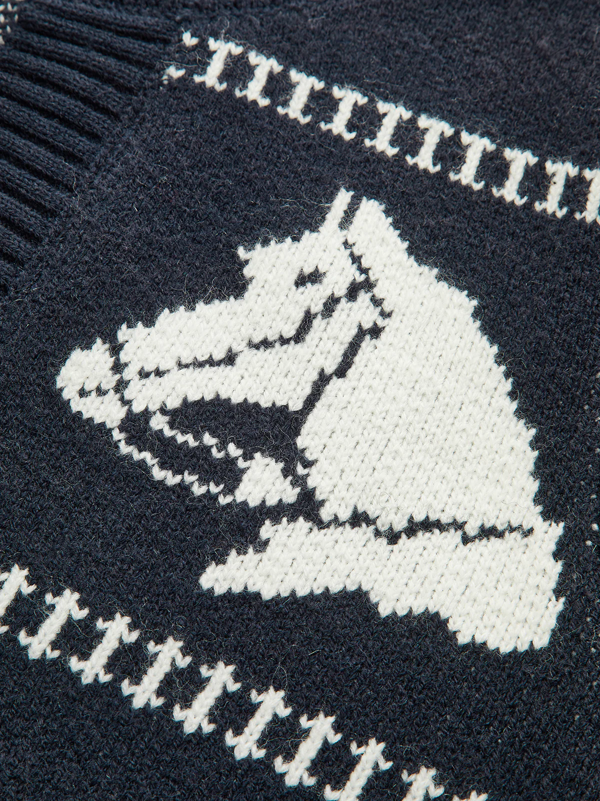 Horse-Pattern Wool Blend Fringe Cardigan - Image 10