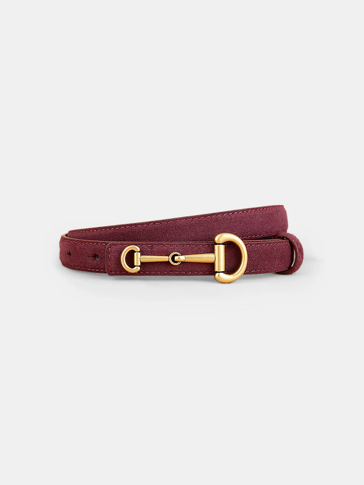 Horsebit Buckle Suede Effect Thin Belt - Image 4