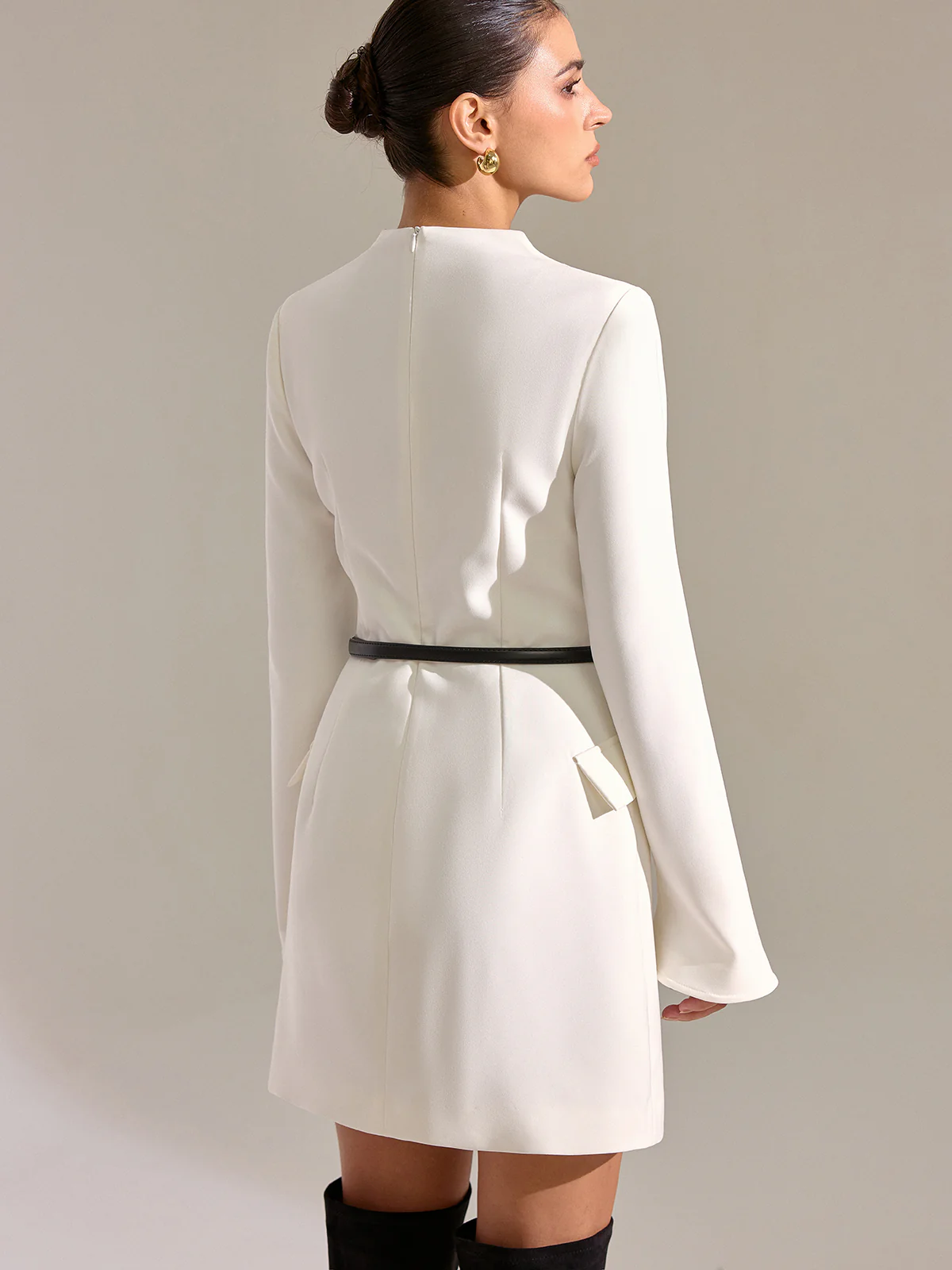 Horsebit Decor V-Neck Dress - Image 6