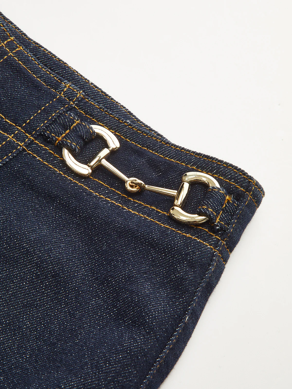 Horsebit Detail Denim Mid-Waist Jeans - Image 4