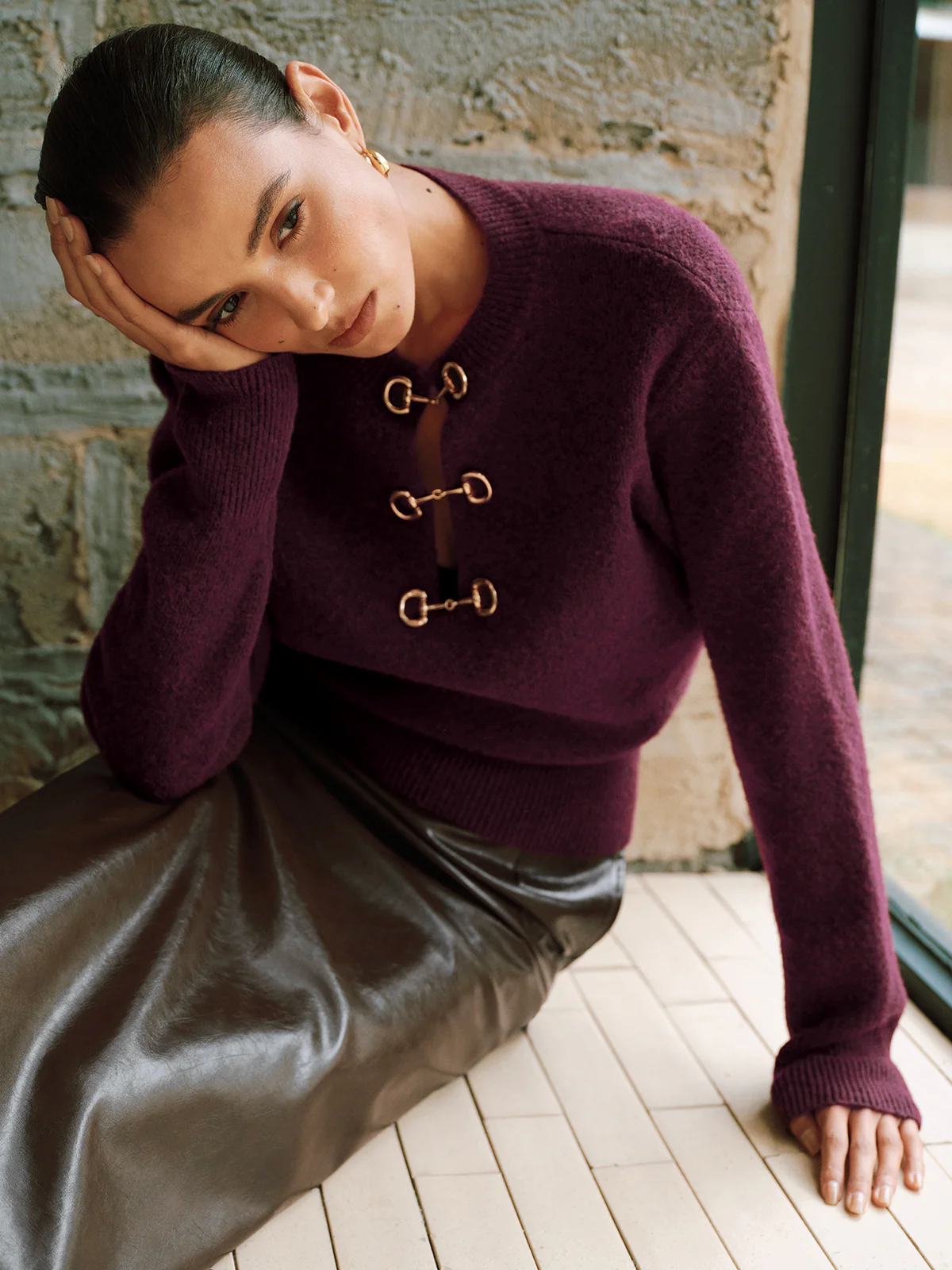 Horsebit Detail Long Sleeve Sweater - Image 6
