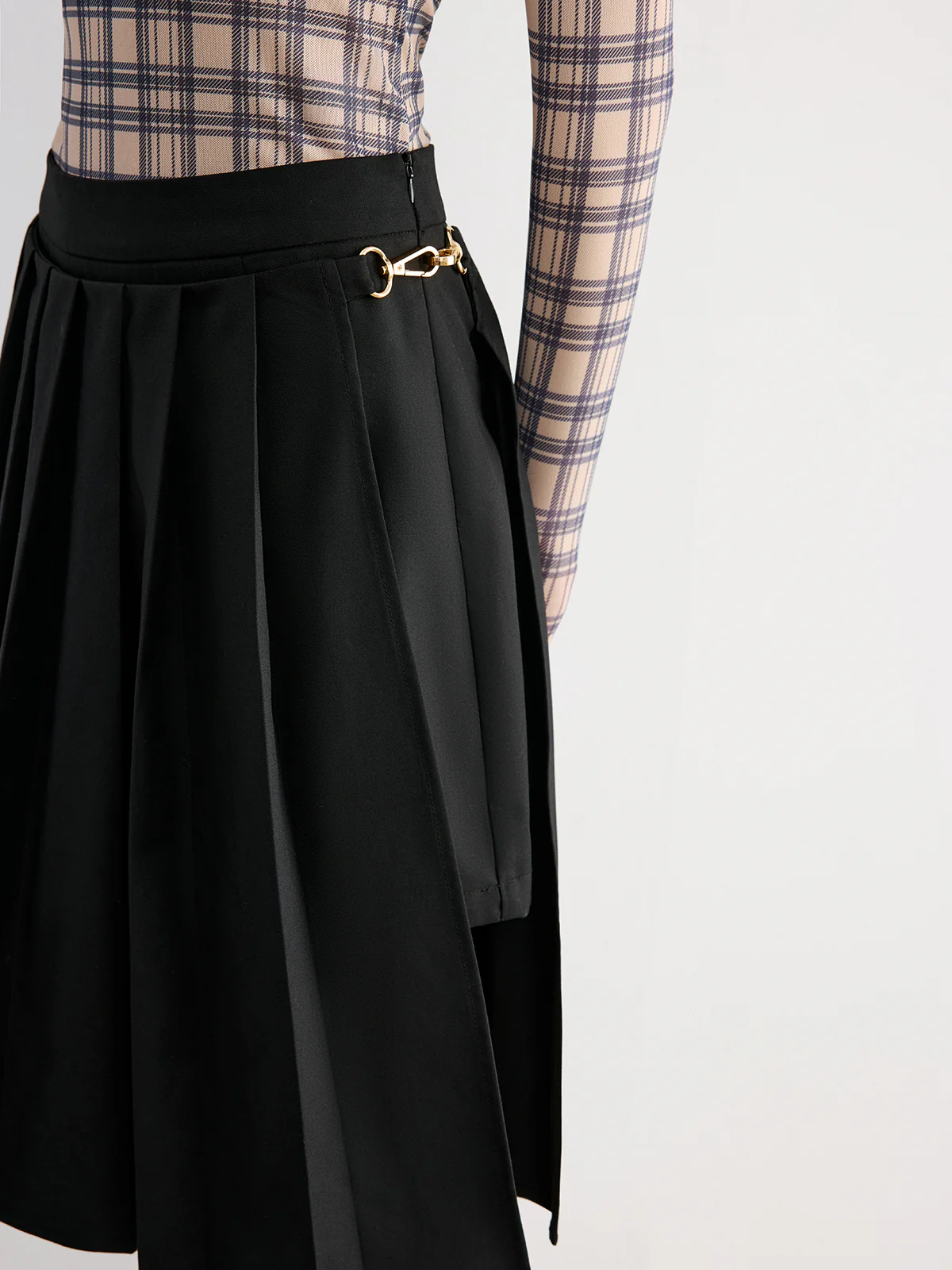 Horsebit Pleated Midi Skirt - Image 2