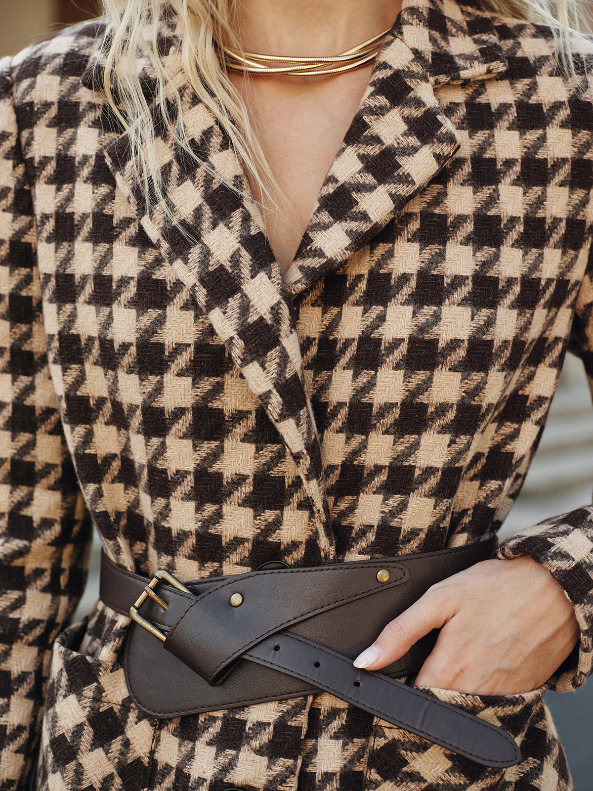 Houndstooth Belted Blazer - Image 4